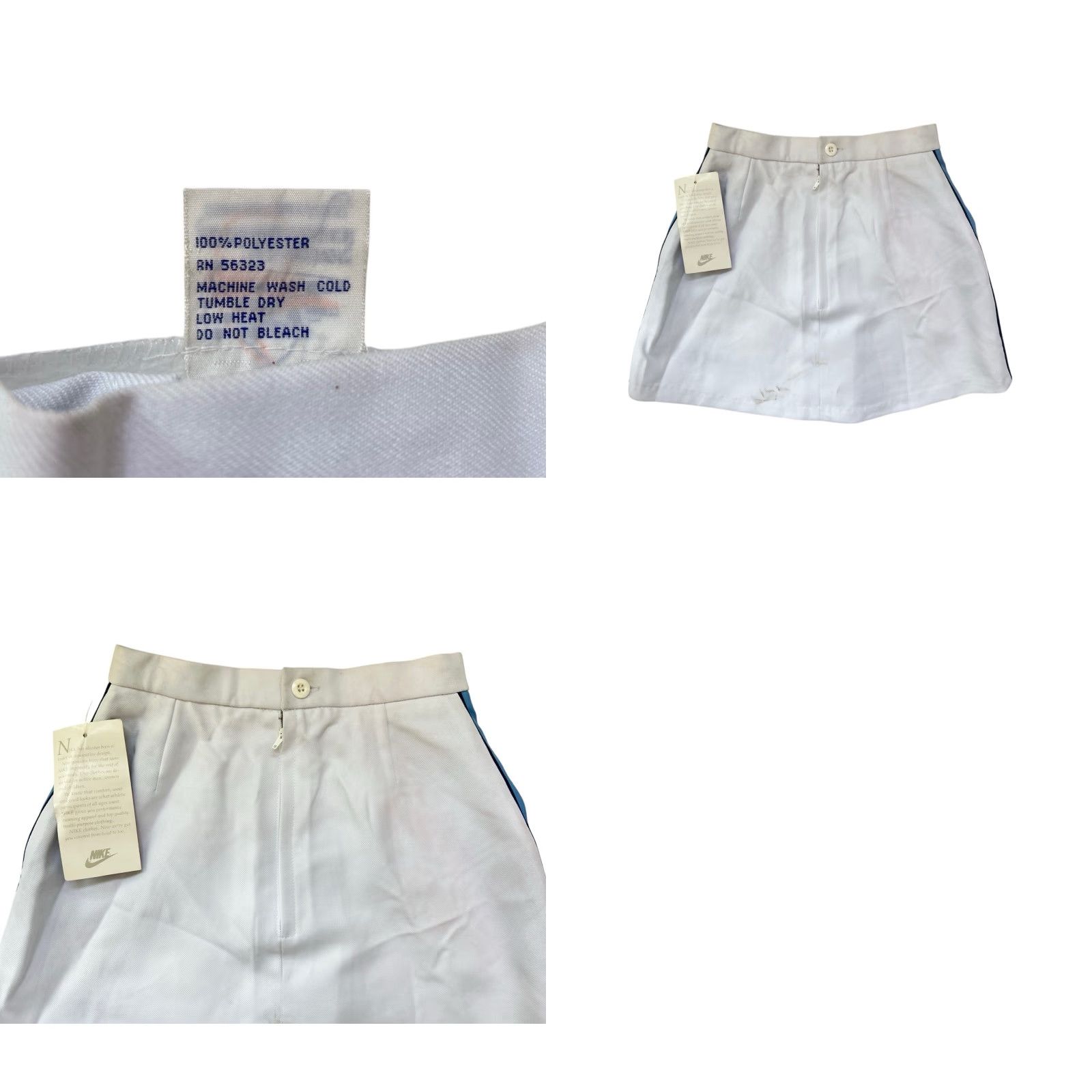 VINTAGE Nike Skirt Womens S 80s Tennis White 12 Waist 14.5 Length Deadstock NWT Front Pockets Back Closure Embroidered Swoosh Caroli...