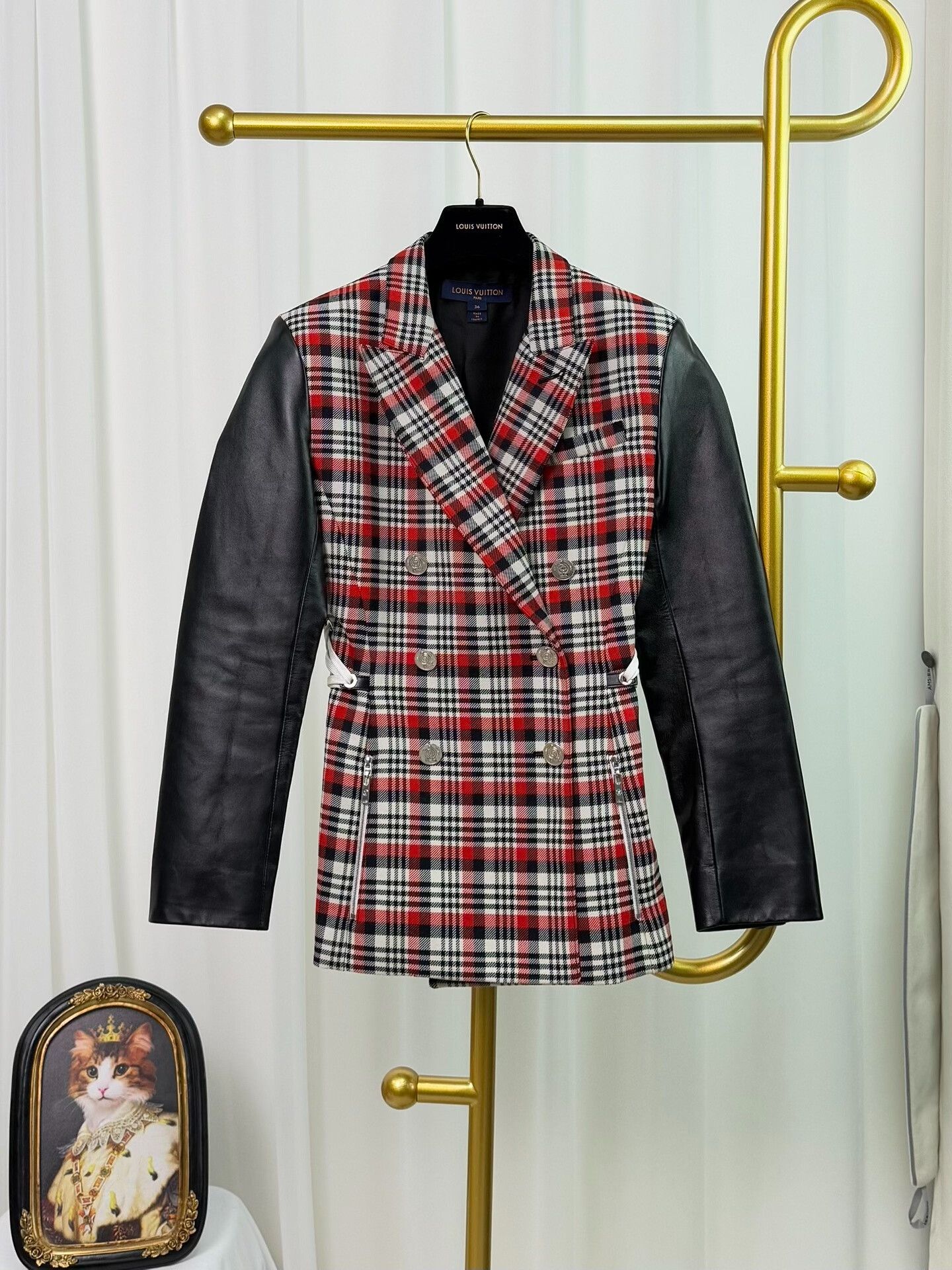Louis Vuitton Louis Vuitton Check Leather Panel Belted Coat Size XS / US 0-2 / IT 36-38 - 1 Thumbnail