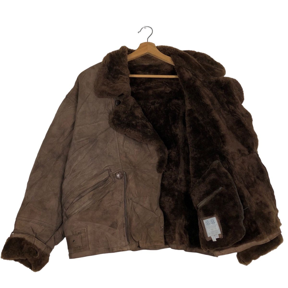 Vintage 🔥Vtg Genuine Suede Shearling Natural Peau Laine Bomber Size US M / EU 48-50 / 2 - 9 Thumbnail