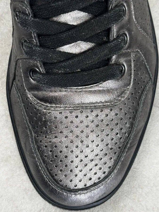 Gucci Gucci Silver Perforated Leather High-Top Sneakers Size US 8.5 / IT 38.5 - 6 Thumbnail