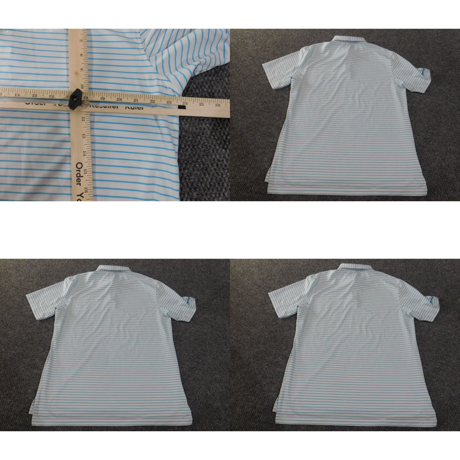 Peter Millar peter millar polo blue striped golf performance stretch short sleeve large summer comfort men Size US L / EU 52-54 / 3 - 8 Thumbnail