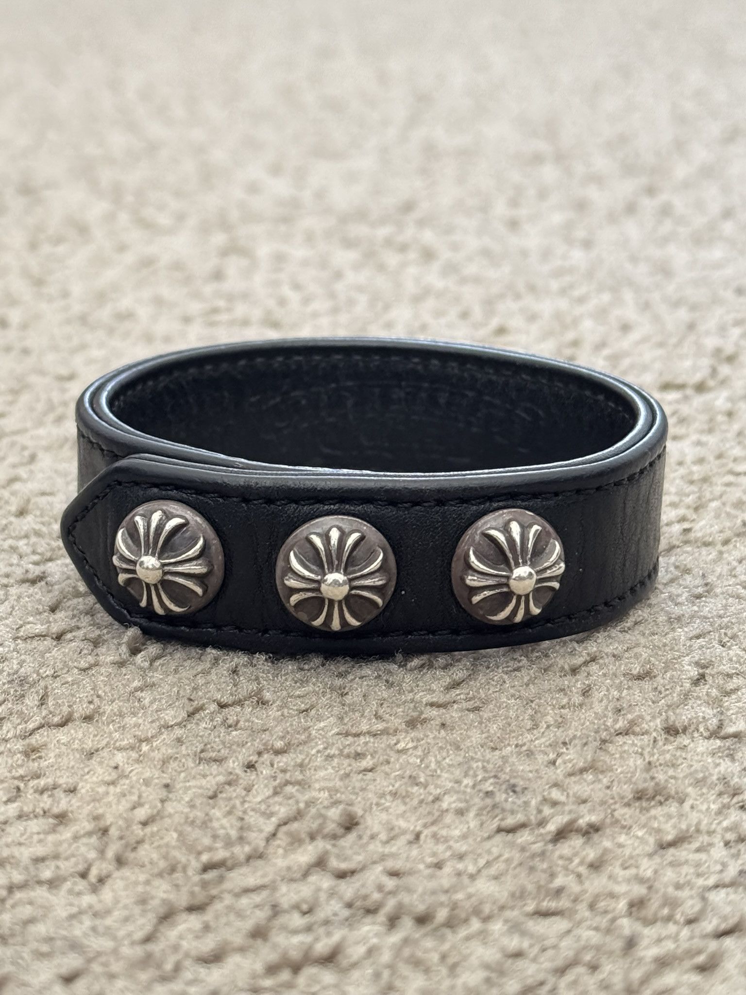 Chrome Hearts Crocodile skin Alligator Punk Stud Spike Bracelet