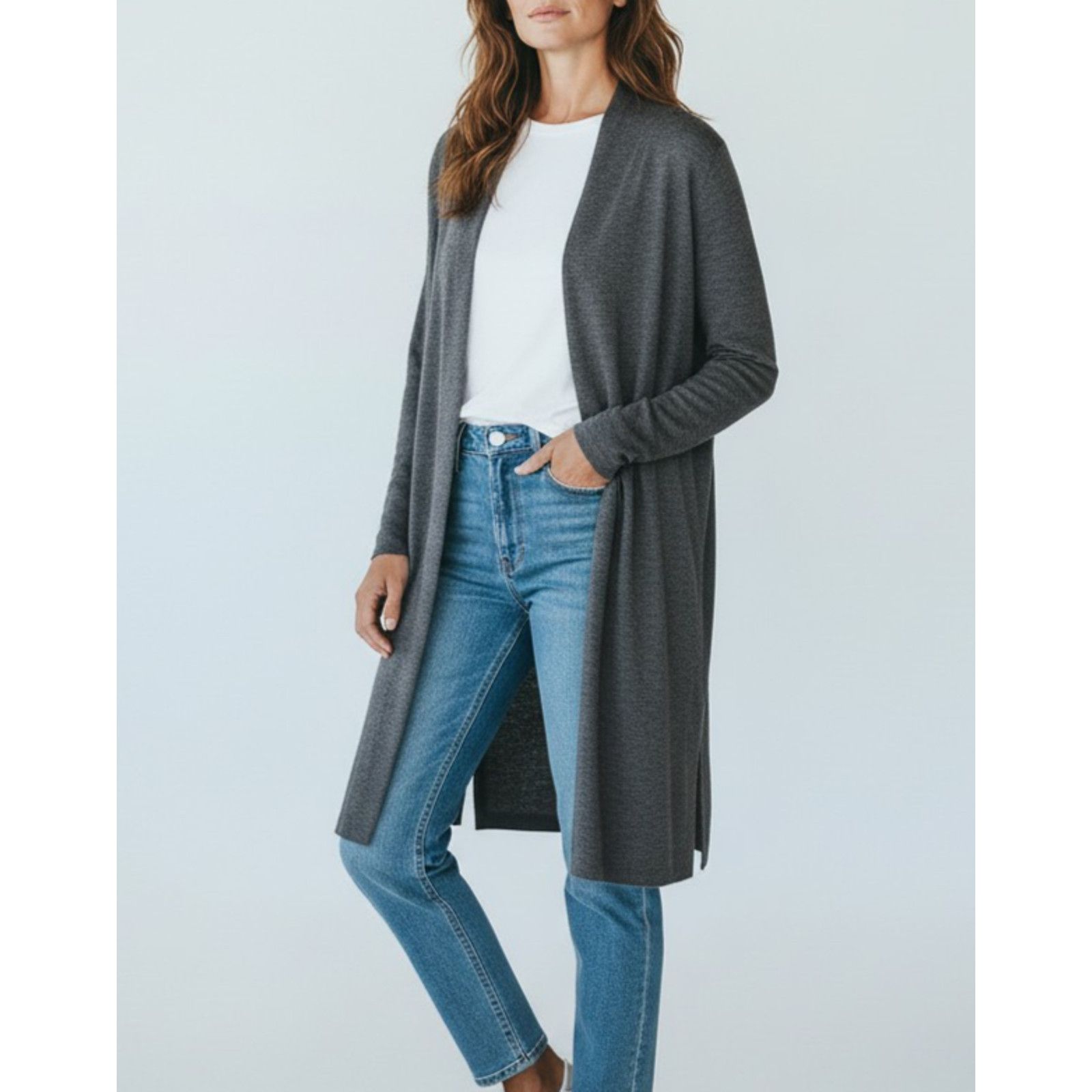 Eileen Fisher EILEEN FISHER Merino Wool Long Open Front Cardigan Size M Size M / US 6-8 / IT 42-44 - 1 Thumbnail