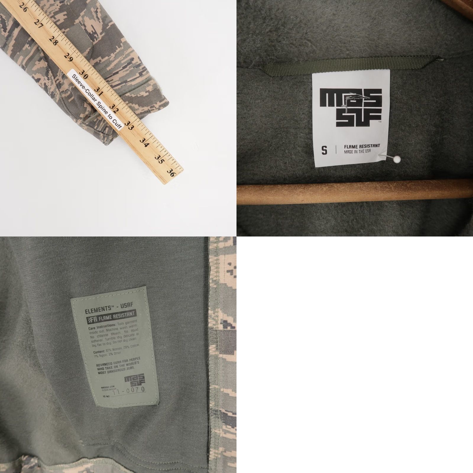 Vintage Massif Elements Jacket Men S Gray Green Tiger Stripe Flame Resistant Fleece USA Size US S / EU 44-46 / 1 - 9 Thumbnail