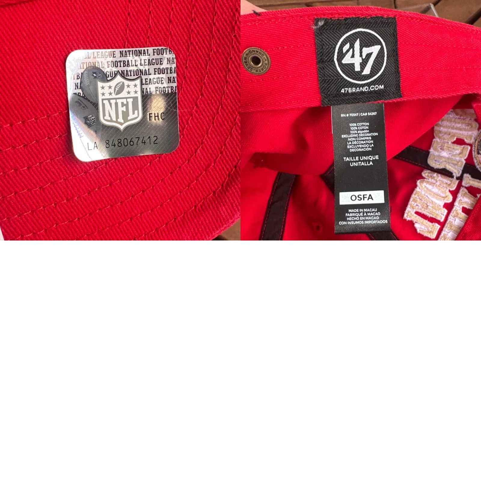 47 VINTAGE San Francisco 49ers Football Hat Cap Adjustable Strapback Cotton Red NFL Sports Men One Size Size ONE SIZE - 8 Thumbnail