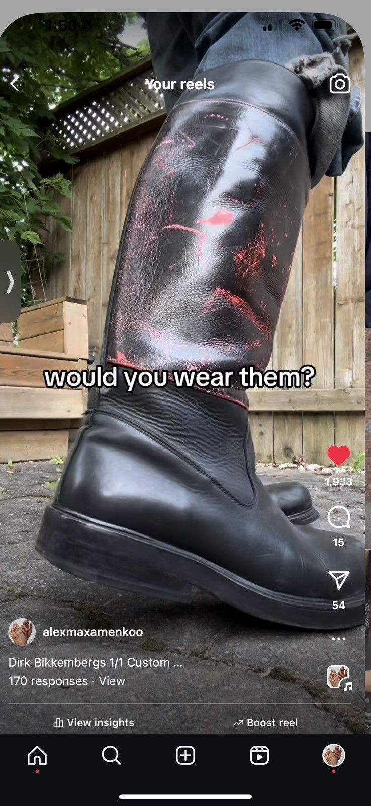 Dirk Bikkembergs Dirk Bikkembergs 1/1 Hand Painted Calfskin Leather Boots Size US 9 / EU 42 - 6 Thumbnail