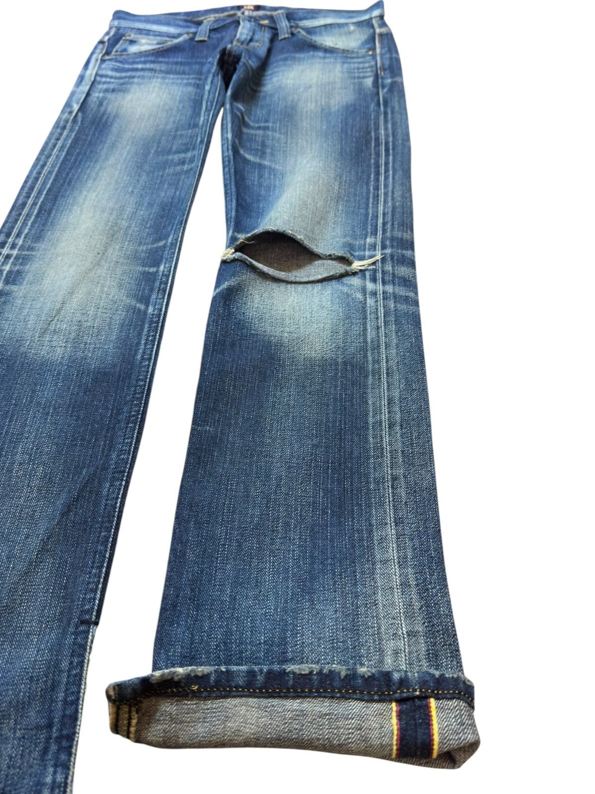 Lee Vintage Lee Cher Selvedge Faded Whiskers Grunge Denim Size US 30 / EU 46 - 6 Thumbnail