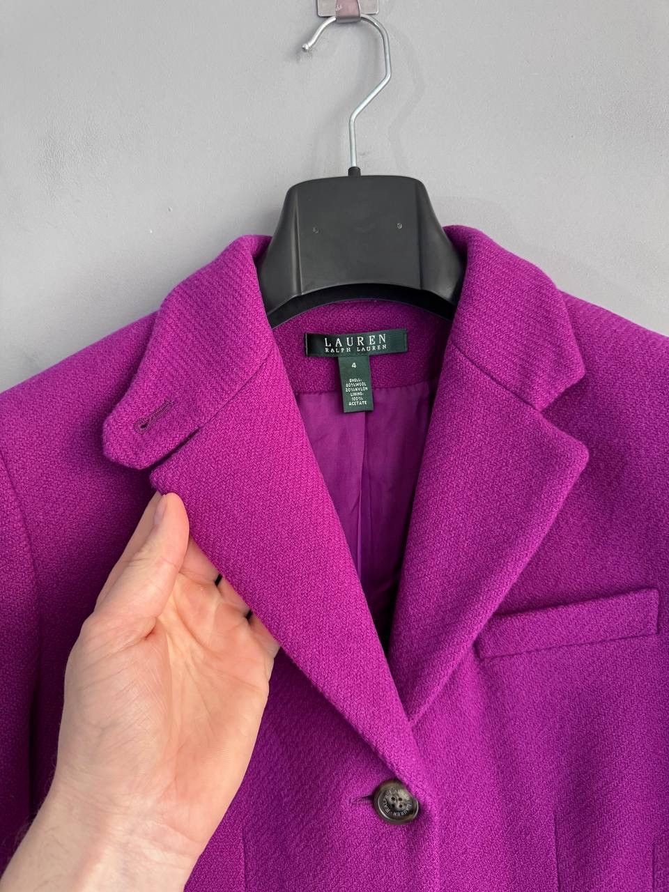 Ralph Lauren Lauren Ralph Lauren Women's Purple Tweed Wool Blazer, US 4 Size XS / US 0-2 / IT 36-38 - 4 Thumbnail