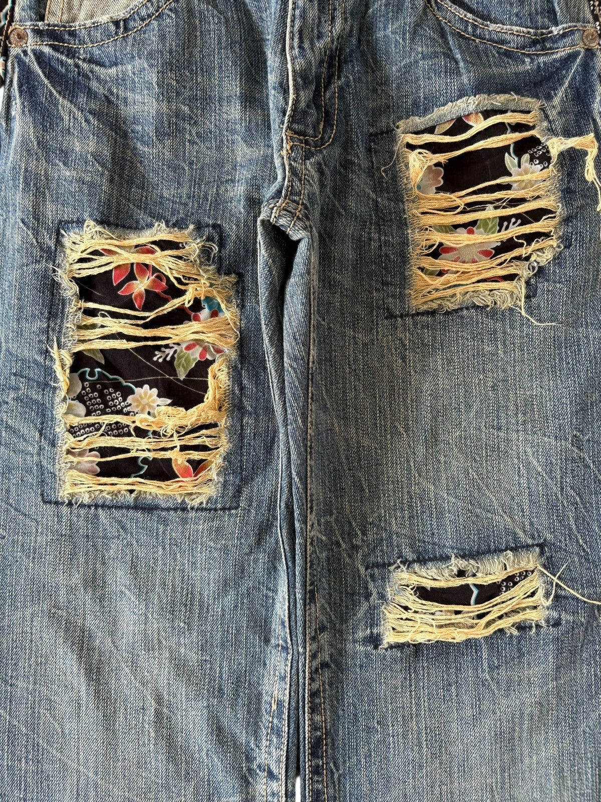 Dsquared2 Vintage Japanese Brand Patchwork Suspenders Loose Jeans Size 32" / US 10 / IT 46 - 3 Thumbnail