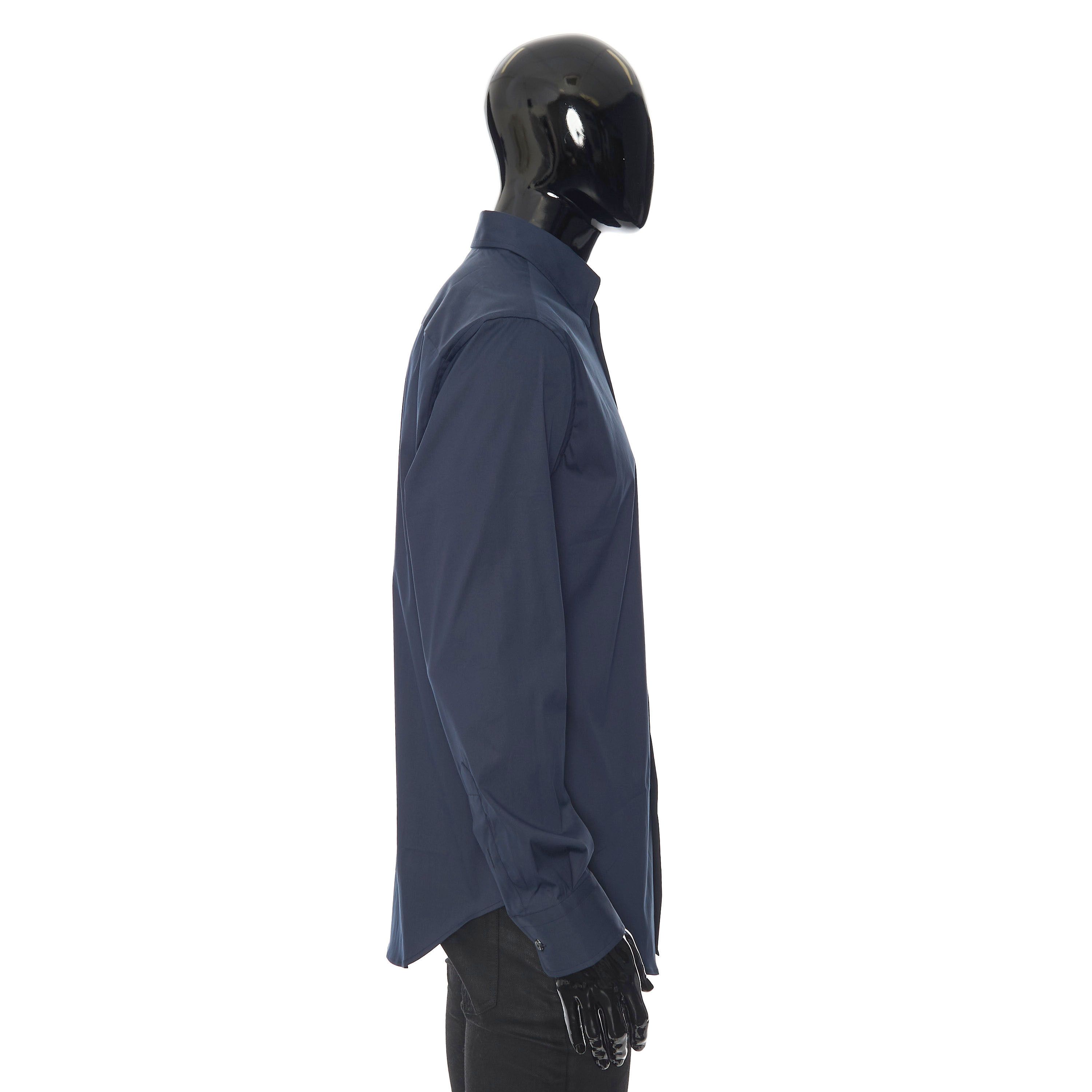 Brioni Longsleeve Fitted Shirt In Dark Blue Cotton Blend Size US M / EU 48-50 / 2 - 7 Thumbnail