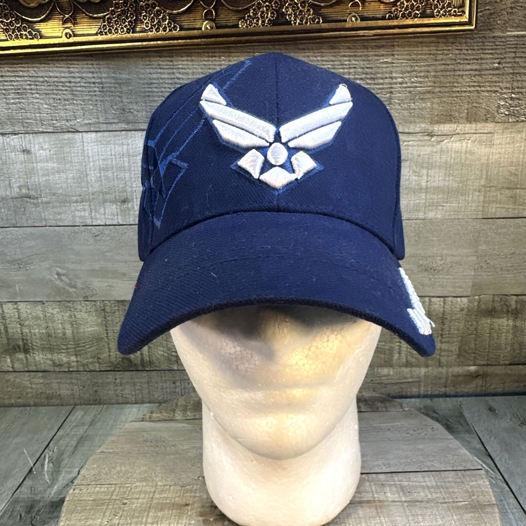 Vintage U.S. Air Force Hat Blue Embroidered Logo Adjustable Military Cap USAF Men's One Size Baseball Cap Size ONE SIZE - 3 Thumbnail