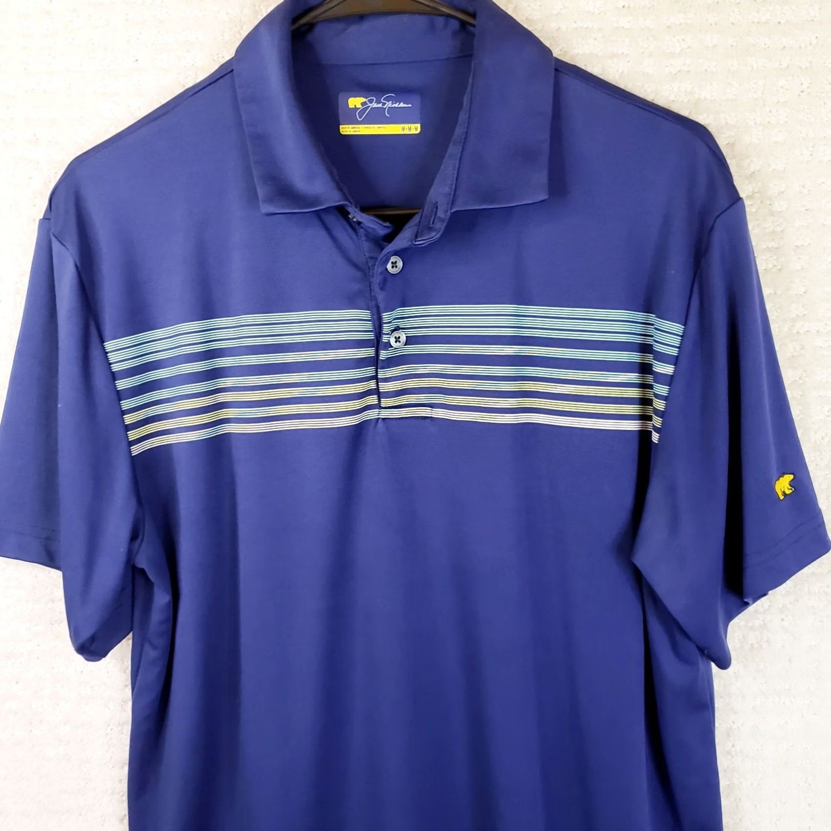 Vintage Jack Nicklaus Polo Shirt Mens M Blue Striped Golden Bear StayDri Golf Shirt Size US M / EU 48-50 / 2 - 2 Thumbnail