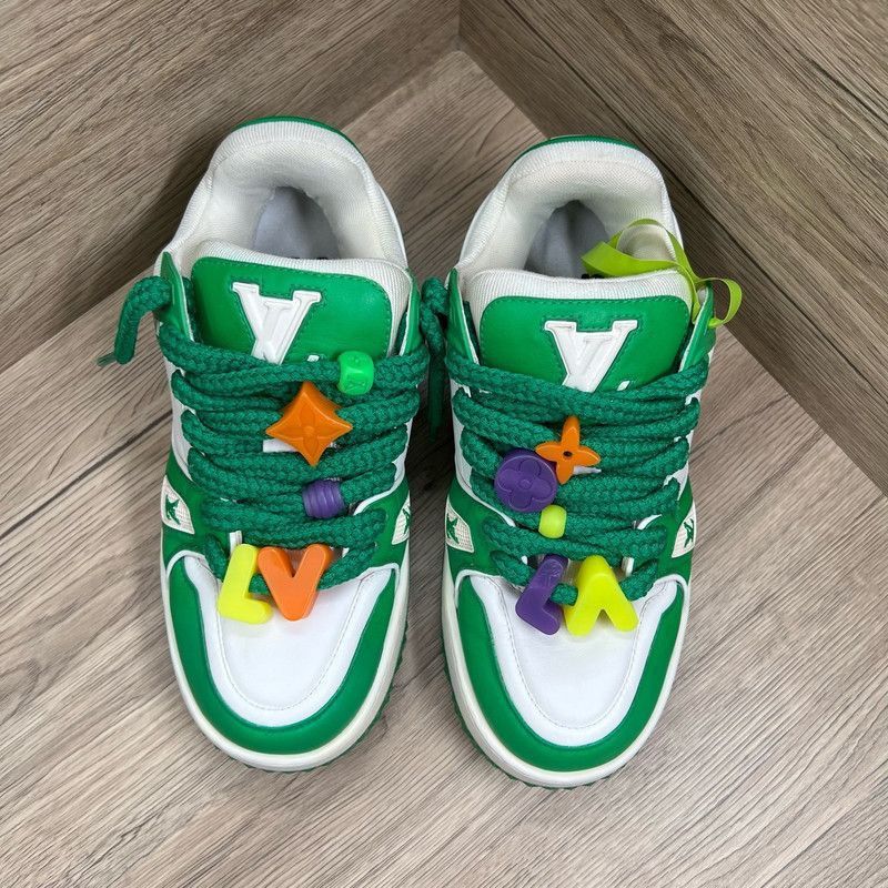 Louis Vuitton Louis Vuitton Trainer Maxi Green and White Sneakers -2508 Size US 8.5 / EU 41-42 - 2 Thumbnail