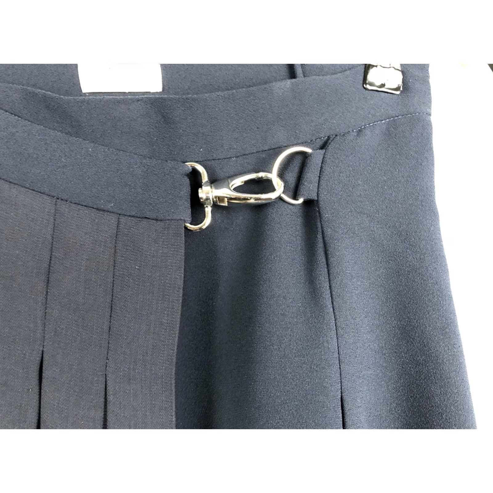 Vintage CLAUDIE PIERLOT Women’s Pleated Mini Skirt Size 36 Deep Navy Blue Polyester Blend Buckle Side Zip Short, Theme Classic, 36, Blue, Skirt, Women Size 25" / US 0 / IT 36 - 5 Thumbnail