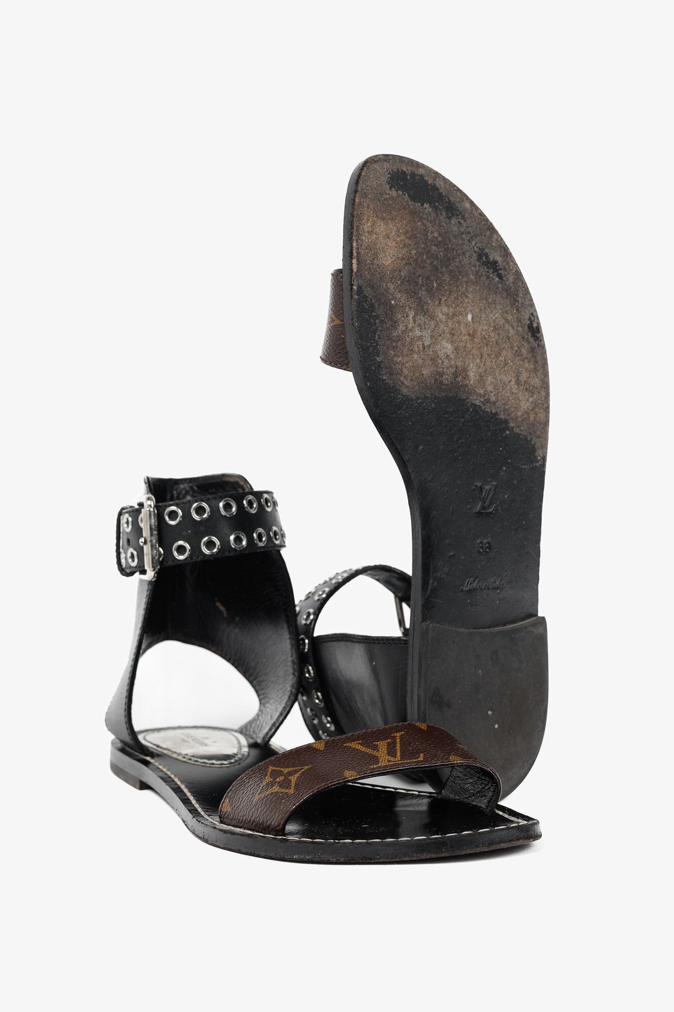Louis Vuitton Louis Vuitton Passenger Monogram Calfskin Flat Sandals Size US 7.5 / IT 37.5 - 4 Thumbnail