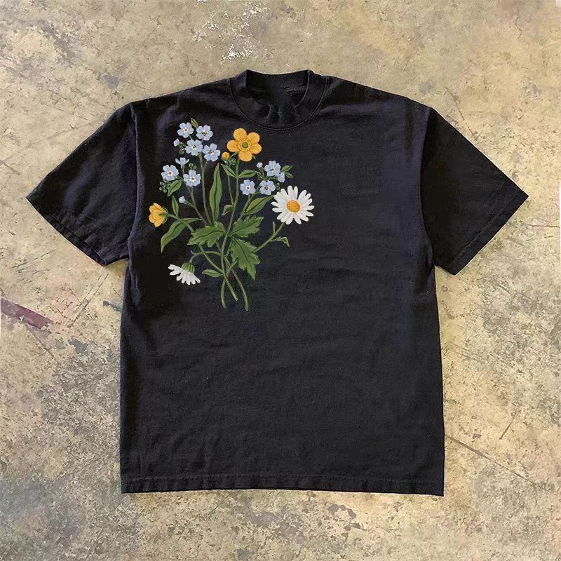 Vintage Black washed retro floral print t-shirt Size US M / EU 48-50 / 2 - 1 Thumbnail