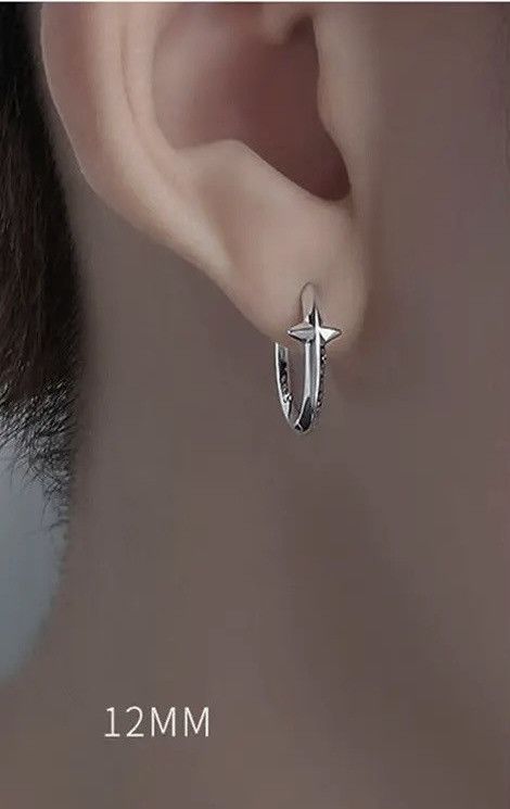 Jewelry × Vintage Unisex Stainless Steel Simple Small Cross Star Earrings Size ONE SIZE - 3 Thumbnail