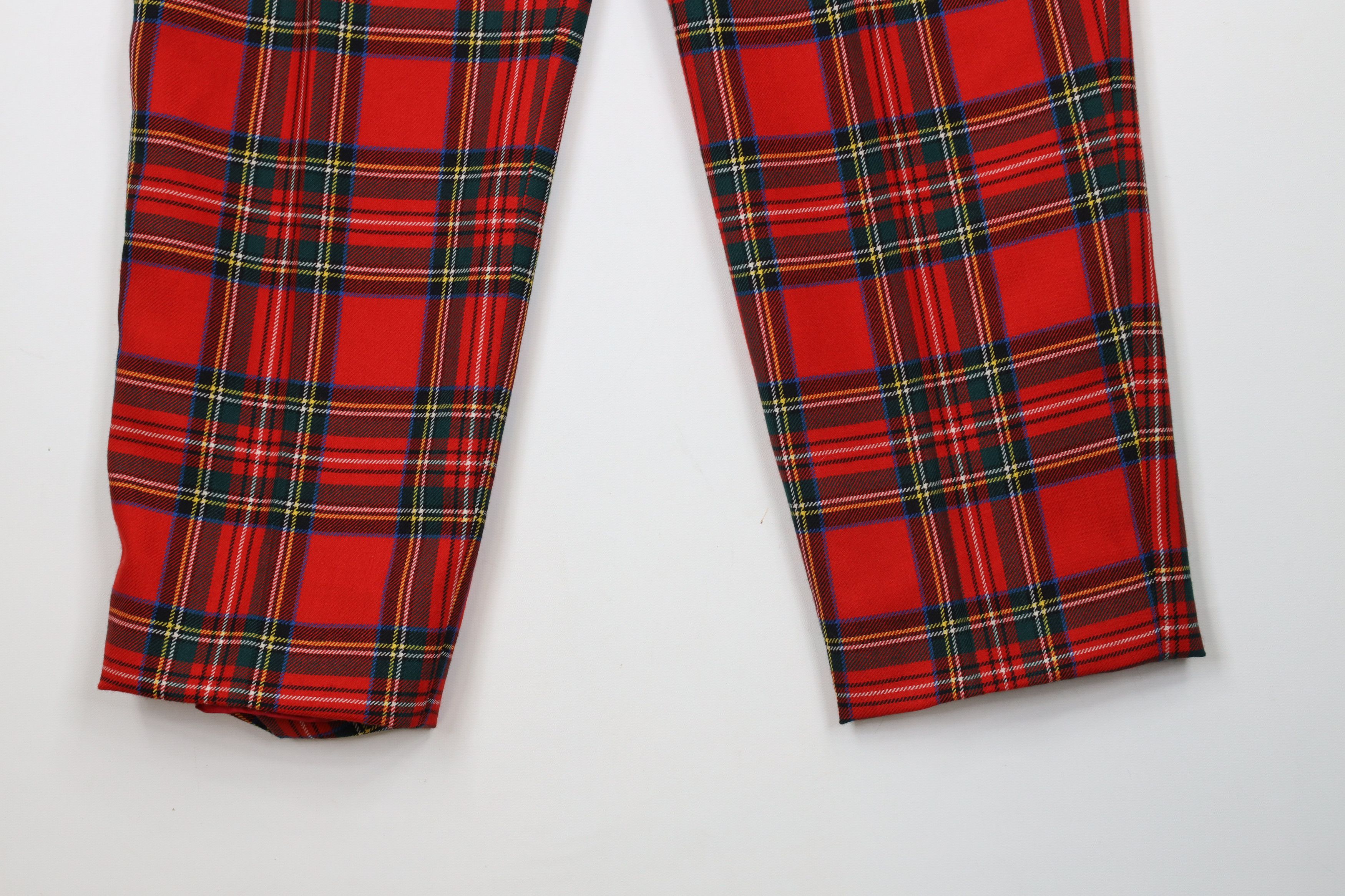Vintage Vintage 90s Streetwear Pleated Wool Chino Pants Red Plaid Size 28" / US 6 / IT 42 - 4 Thumbnail