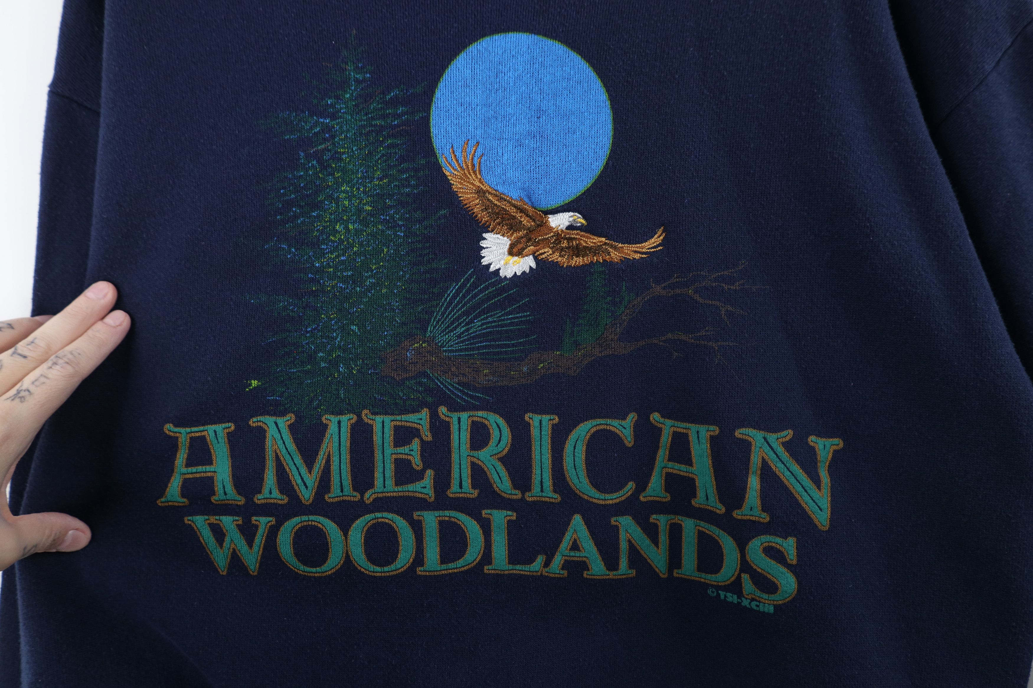 Vintage Vintage 90s Streetwear Woodlands Eagle Nature Sweatshirt USA Size US L / EU 52-54 / 3 - 4 Thumbnail