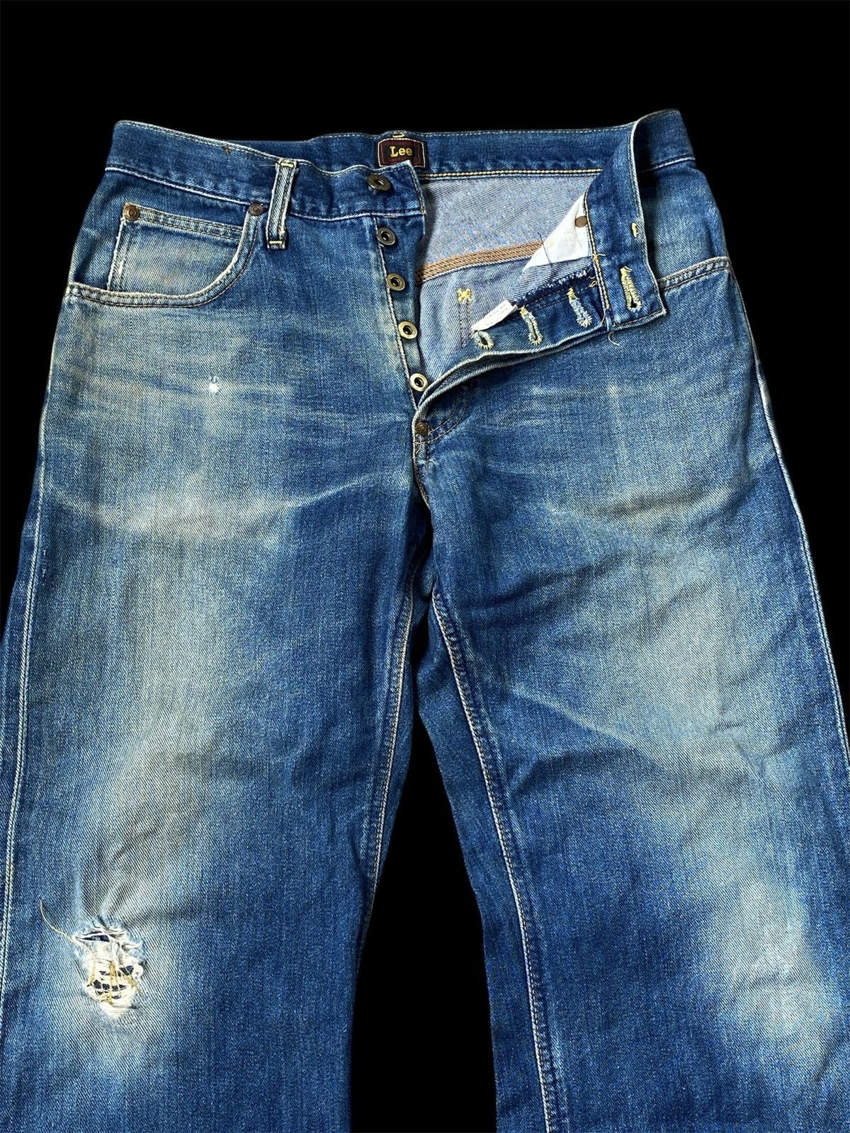 Lee 🔥Vintage🔥Lee Cowboy Selvedge Buttoned distressed Size US 30 / EU 46 - 2 Thumbnail