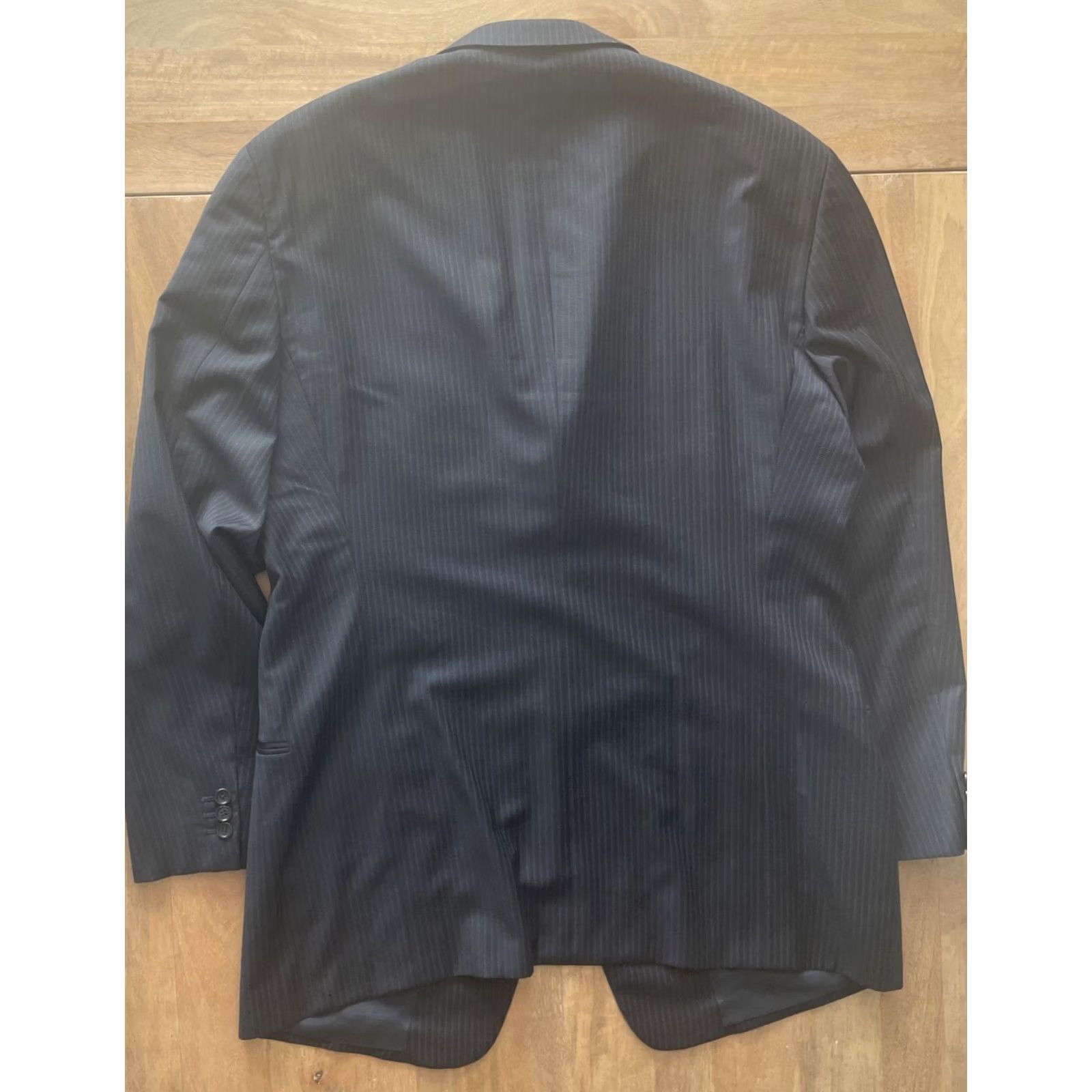 Armani Armani Collezioni Blazer Sport Coat Wool Black Pinstripe Long Coat Mens 46L Italy Blazer Size 46R - 2 Thumbnail