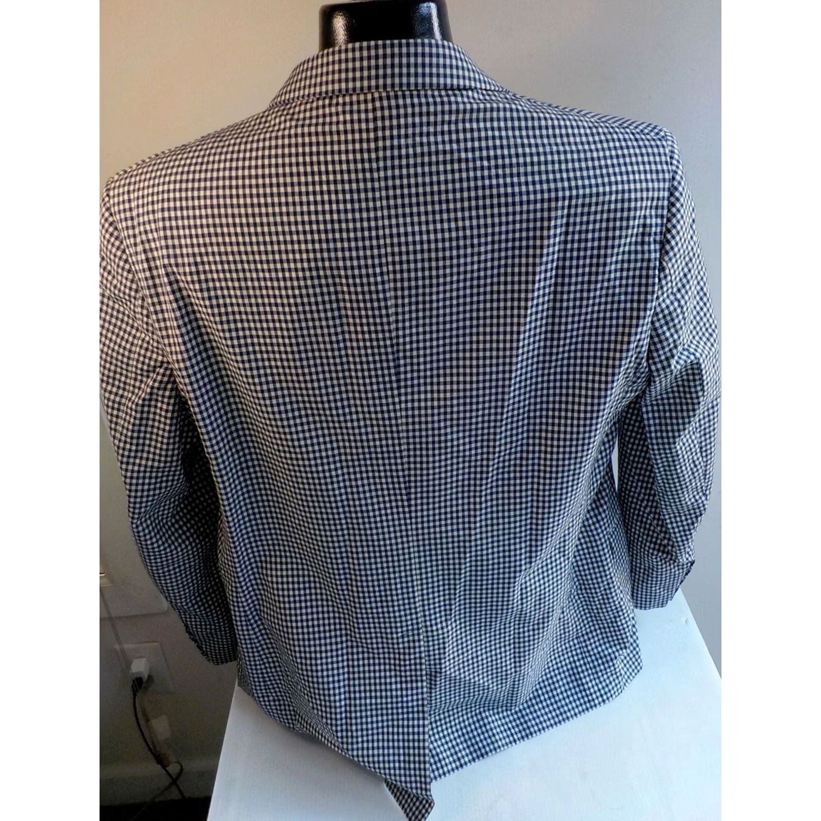 Brooks Brothers BROOKS BROTHERS Fitzgerald Fit Sport Coat Navy/Ivory Check Wool/Cotton 45R Two-Button Notch Lapel Men's Coat Size US S / EU 44-46 / 1 - 5 Thumbnail
