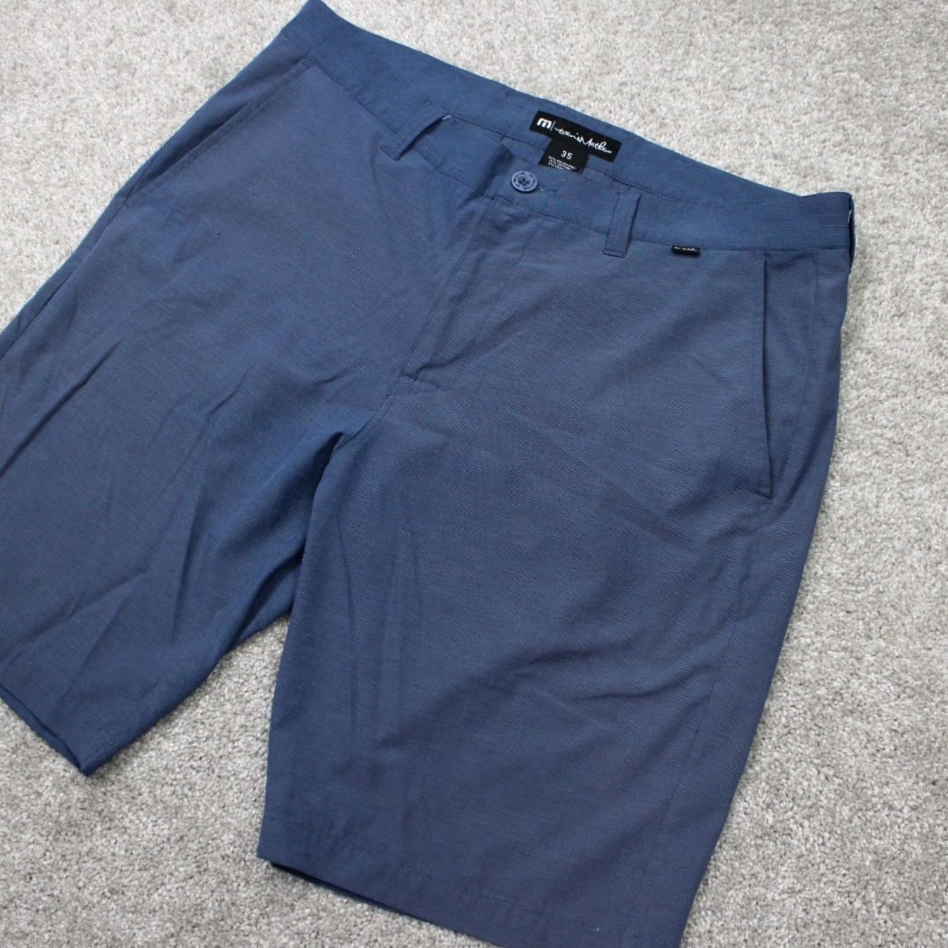 TravisMathew Travis Mathew Golf Shorts Men 35 Black Lightweight Stretch 11" Inseam Bermuda Pocket Pockets Regular Athletic Outdoor Sports Blue Size US 35 - 3 Thumbnail