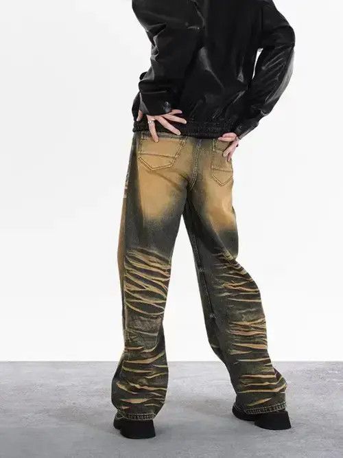 Japanese Brand × Jean Retro yellow mud dyed water ripple jeans Size US 32 / EU 48 - 4 Thumbnail