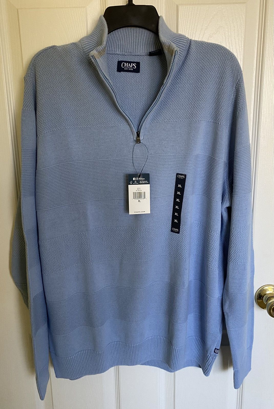 Chaps Chaps Men’s XL Mock Neck Pullover Sweater Blue Quarter Zip Size US XL / EU 56 / 4 - 2 Thumbnail