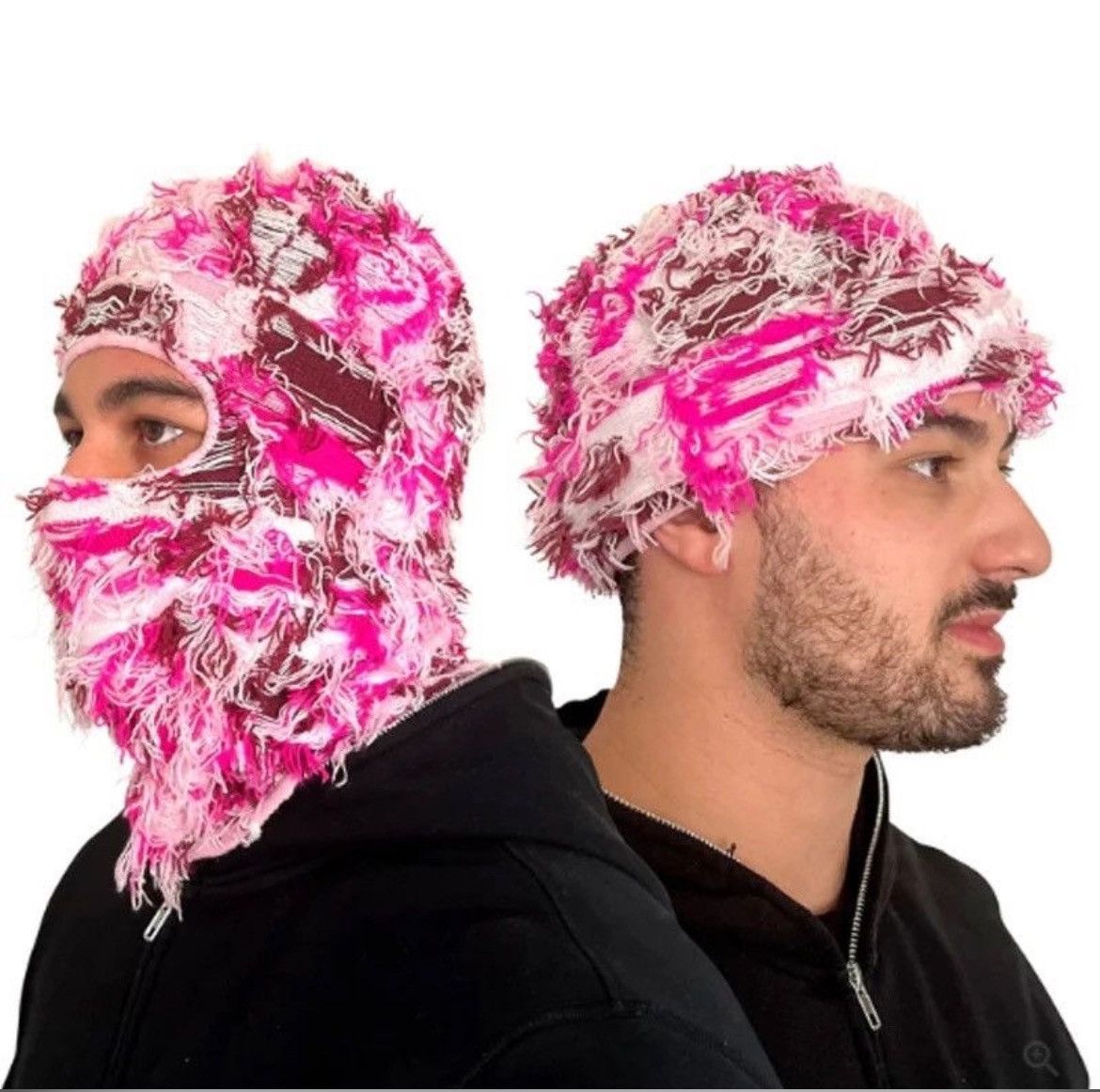 Japanese Brand Balaclava Distressed Knitted Fuzzy Beanie Hat Size ONE SIZE - 4 Thumbnail
