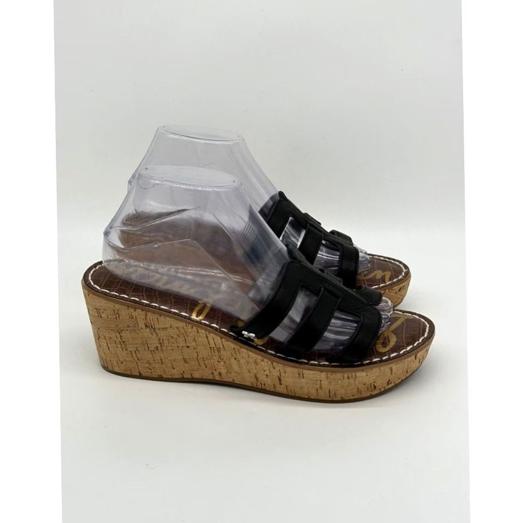 Sam Edelman Sam Edelman Ronie Logo Regis Wedge Leather Heels Sandals Womens 9.5M Tan Beige Leather Wedge Heels Womens Shoes Size US 10 / IT 40 - 4 Thumbnail