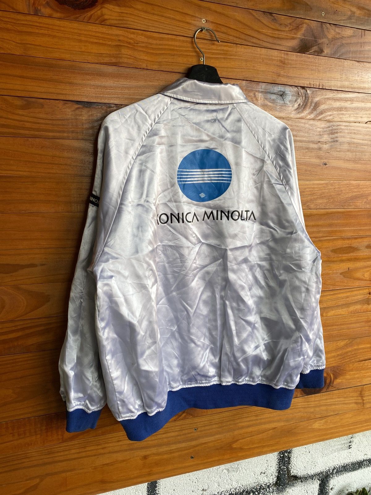 Japanese Brand Vintage Konica Minolta Satin Coach Jacket Blue White Logo Size US L / EU 52-54 / 3 - 19 Thumbnail