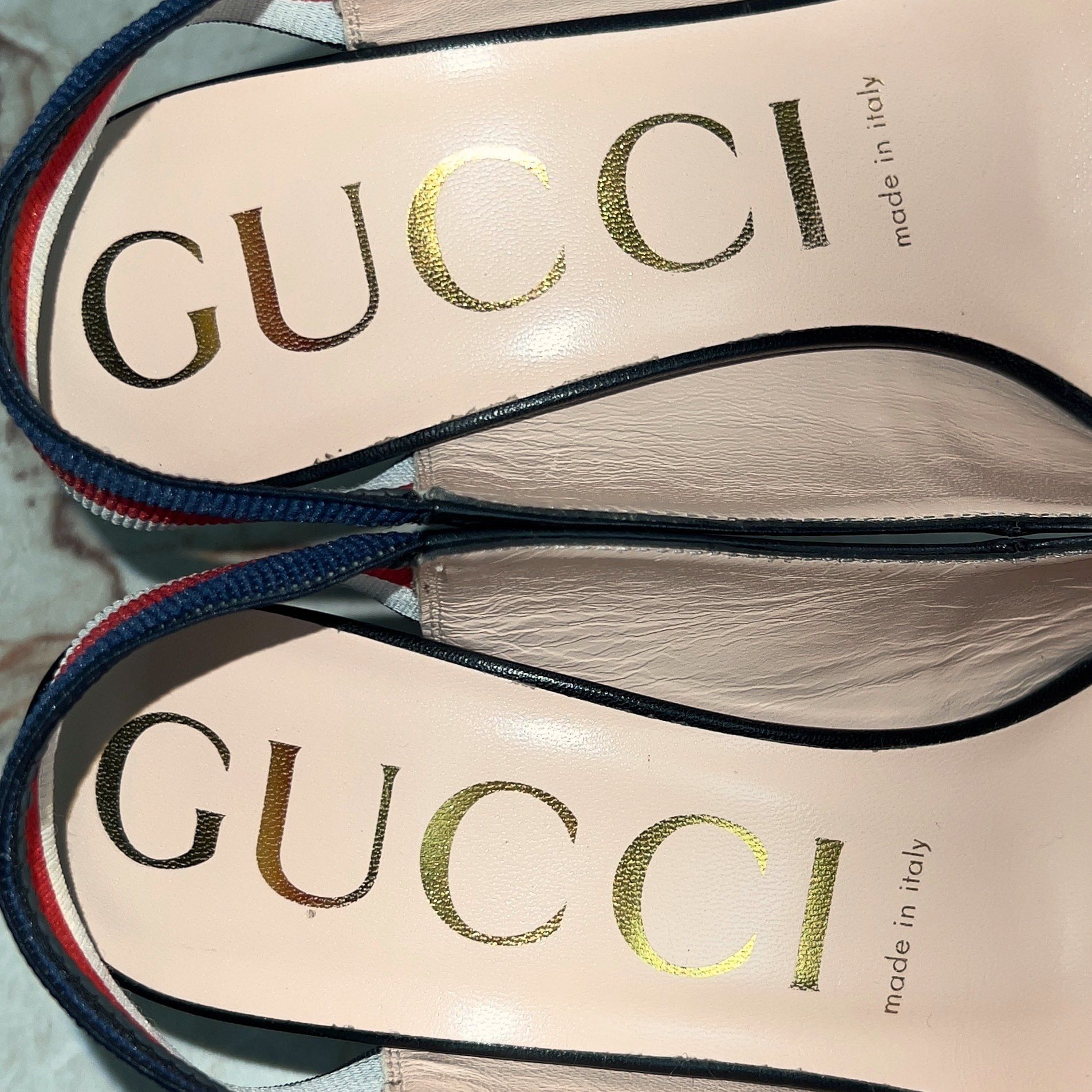 Gucci Sylvie Malaga Web Stripe Pumps High Heels Leather Size US 8.5 / IT 38.5 - 10 Thumbnail