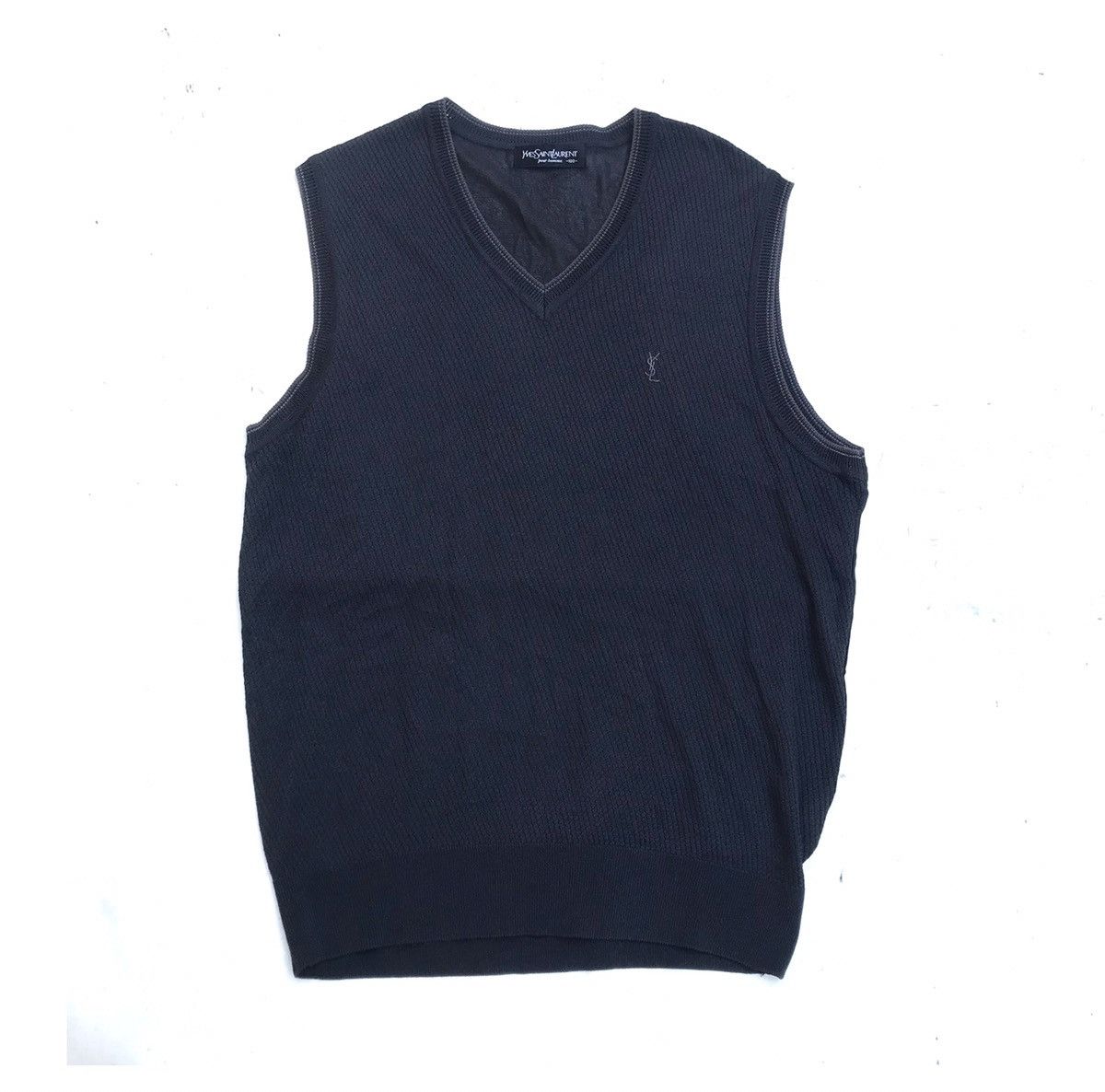 Designer × Yves Saint Laurent Vintage Yves Saint Laurent YSL Black Knit Kniwear vest Size 38R - 1 Thumbnail