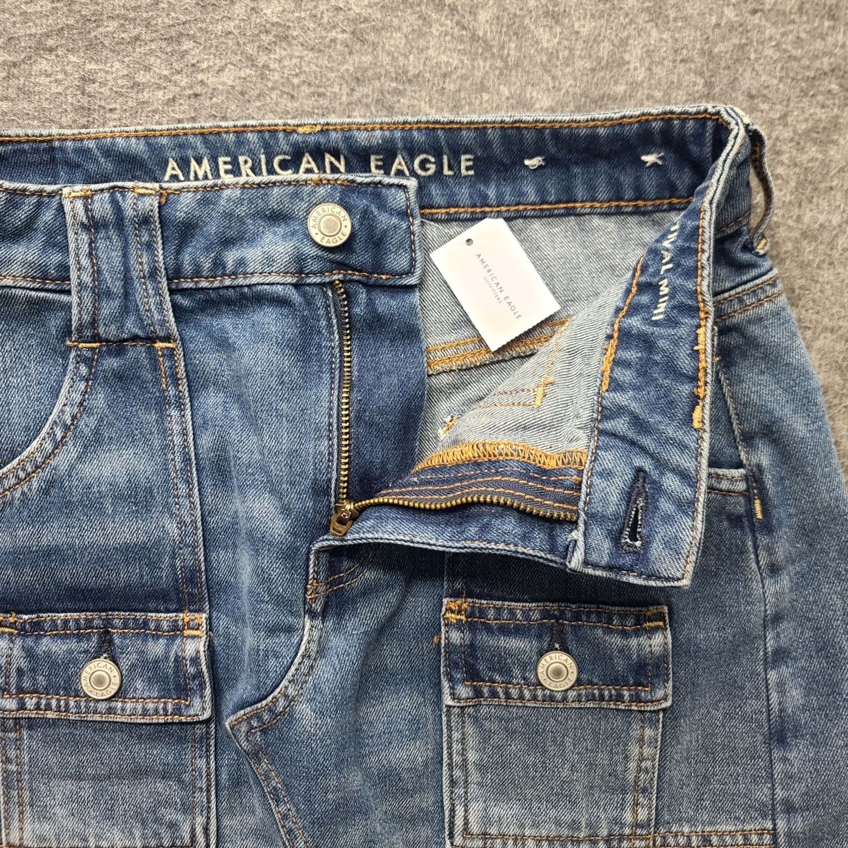 American Eagle Outfitters American Eagle Outfitters Denim Mini Skirt Womens 00 Hi-Rise Festival Regular Fit Blue 90s Skirt Short Womens Size 24" / US 00 / IT 34 - 7 Thumbnail