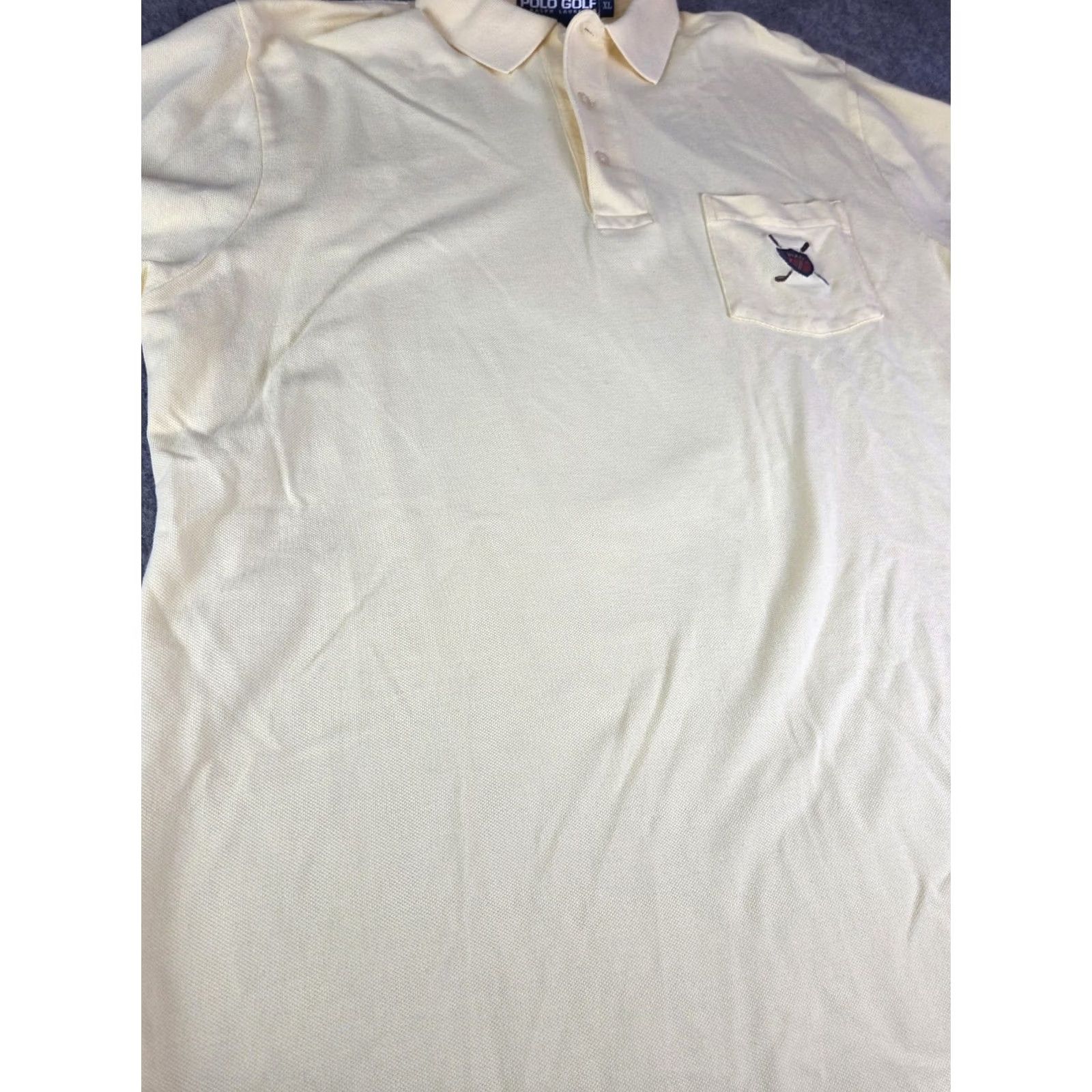 Ralph Lauren VINTAGE Ralph Lauren Polo Shirt Mens XL Polo Yellow Crest Short Sleeve Crest Size US XL / EU 56 / 4 - 2 Thumbnail