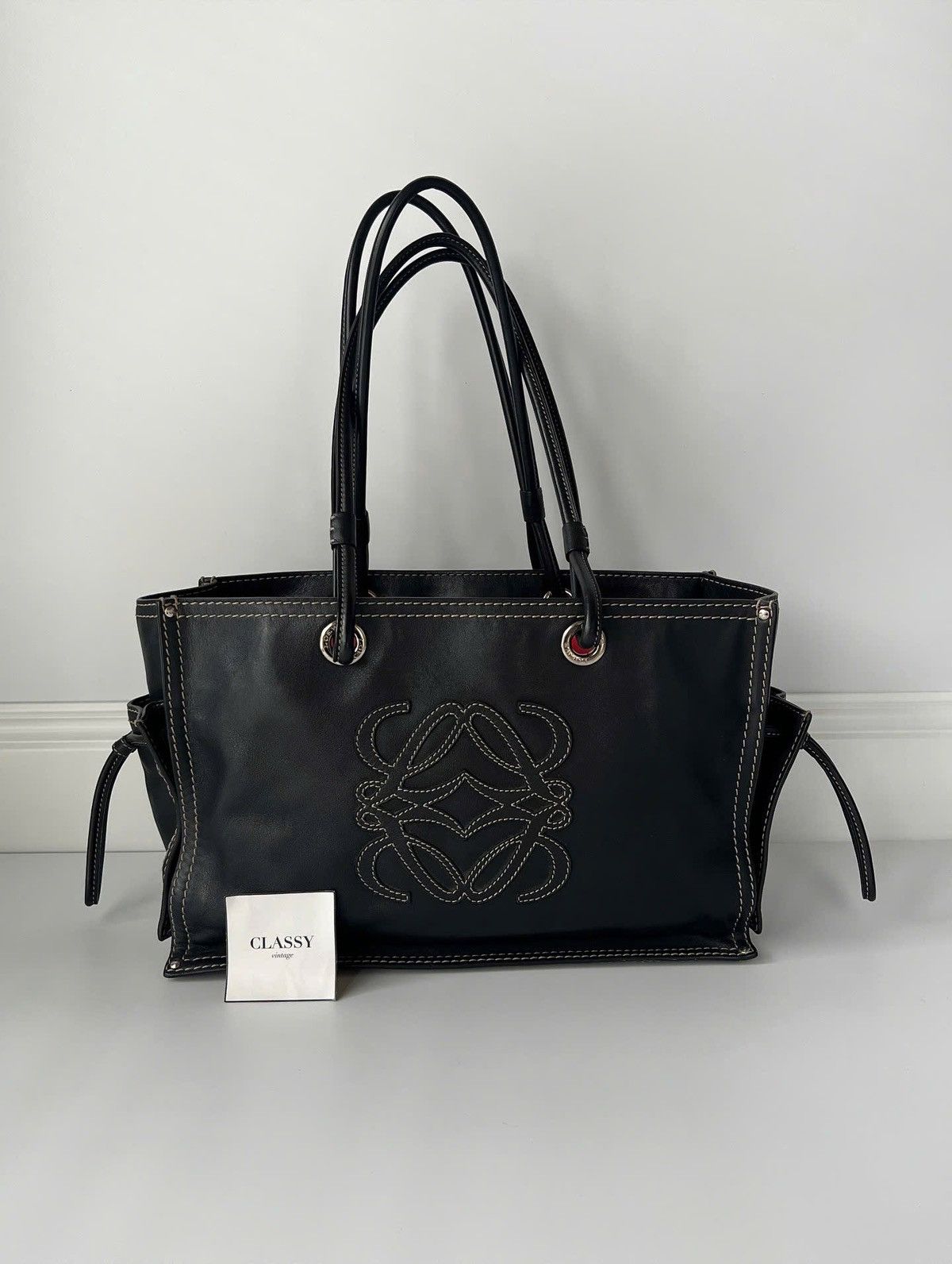 Loewe Loewe Anagram Love Logo Shopper Black Tote Bag | Grailed