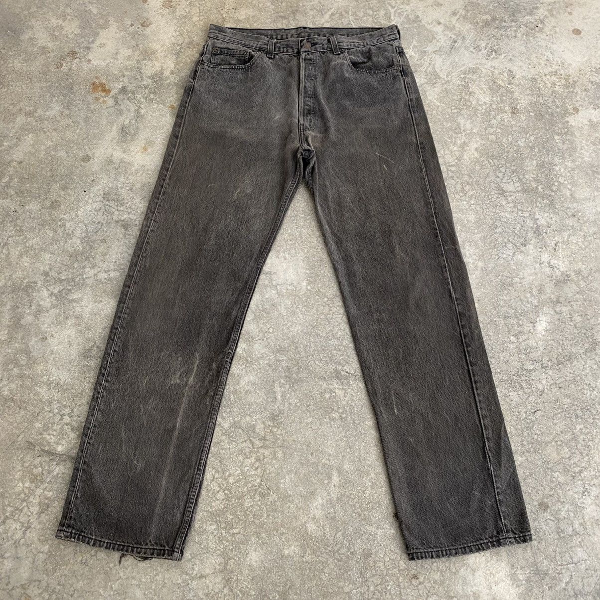 Levi's Size 35x32 Vintage 1995 Levis 501 Faded Black Denim Jeans Size US 35 - 2 Thumbnail