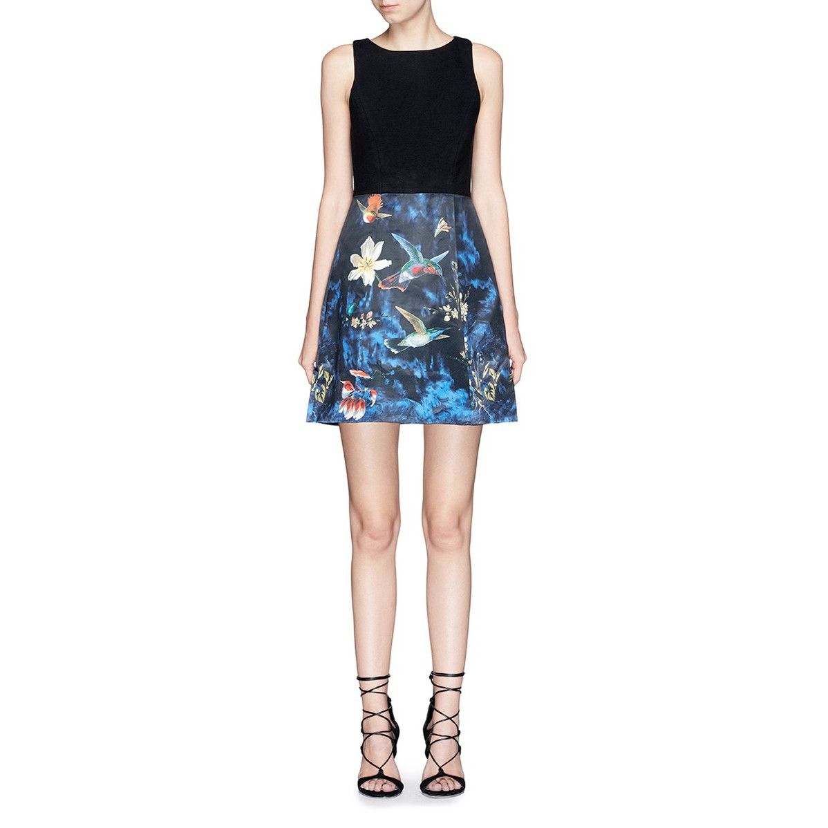 image of Alice Olivia Alice + Olivia - Enchanted Forest Printed - Mini Skirt in Blues, Women's (Size 24)