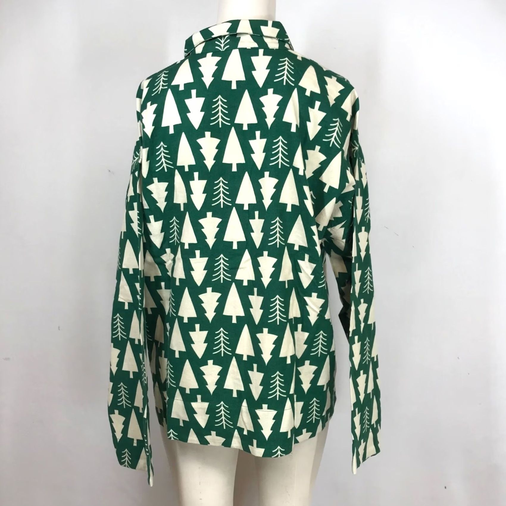 Vintage HANNA ANDERSSON WOMEN'S S GREEN LONG SLEEVE BUTTON COLLARED COTTON PAJAMA Top (Pajama Top) Size S / US 4 / IT 40 - 5 Thumbnail
