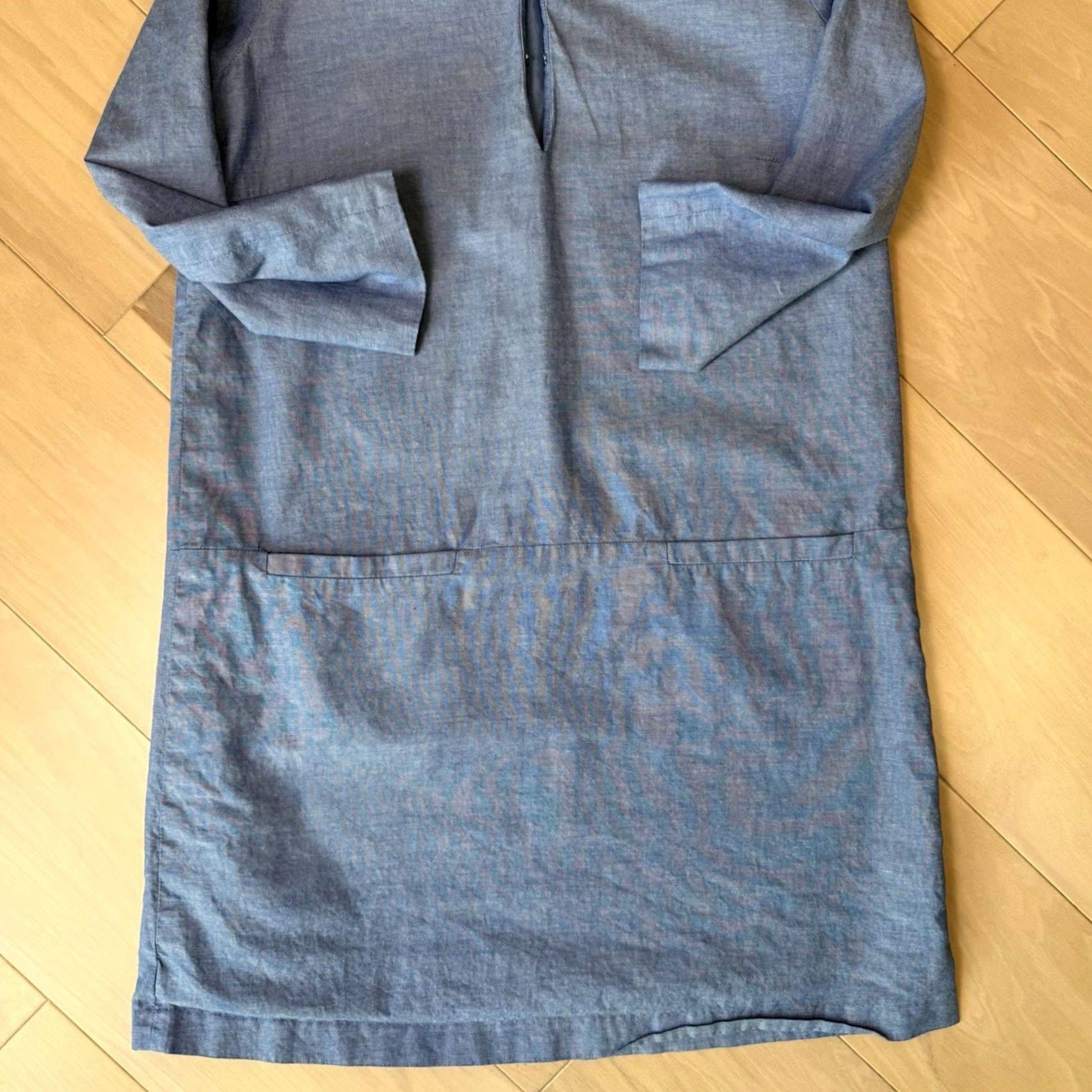 Vintage Emerson Fry Chambray Mod Dress Women's Small Blue V Neck 3/4 Sleeve Midi Casual White Logo - Mens? Size S / US 4 / IT 40 - 6 Thumbnail