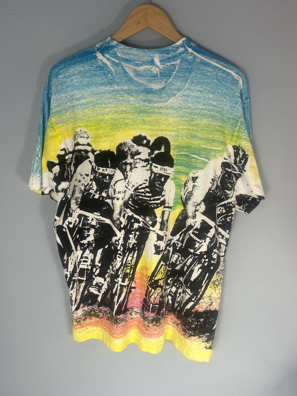 Vintage Vintage 90s All Over Print Cycling Race Tee Size US XL / EU 56 / 4 - 3 Thumbnail