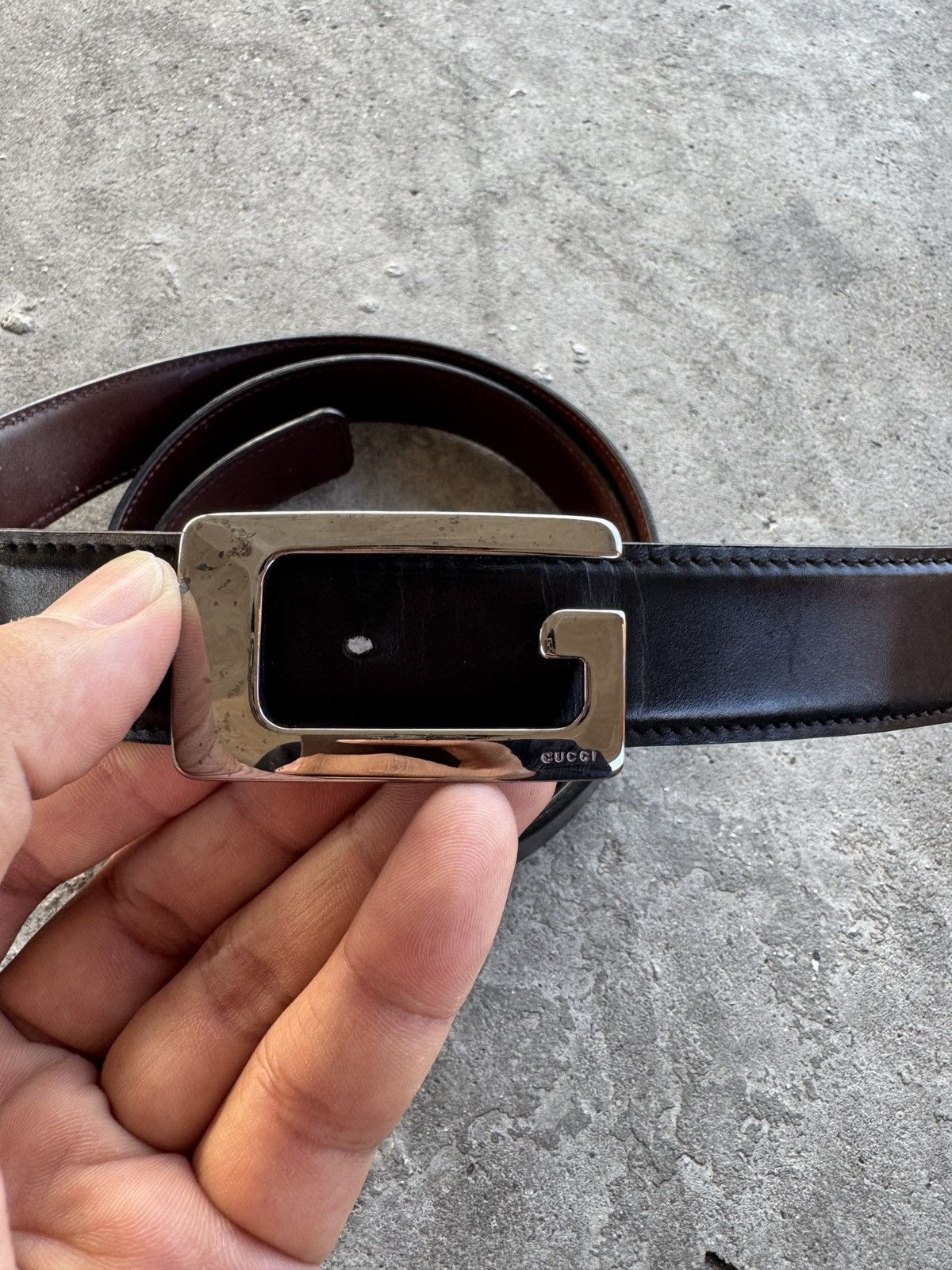 Gucci Gucci Square G Buckle Black Leather Belt Size ONE SIZE - 2 Thumbnail