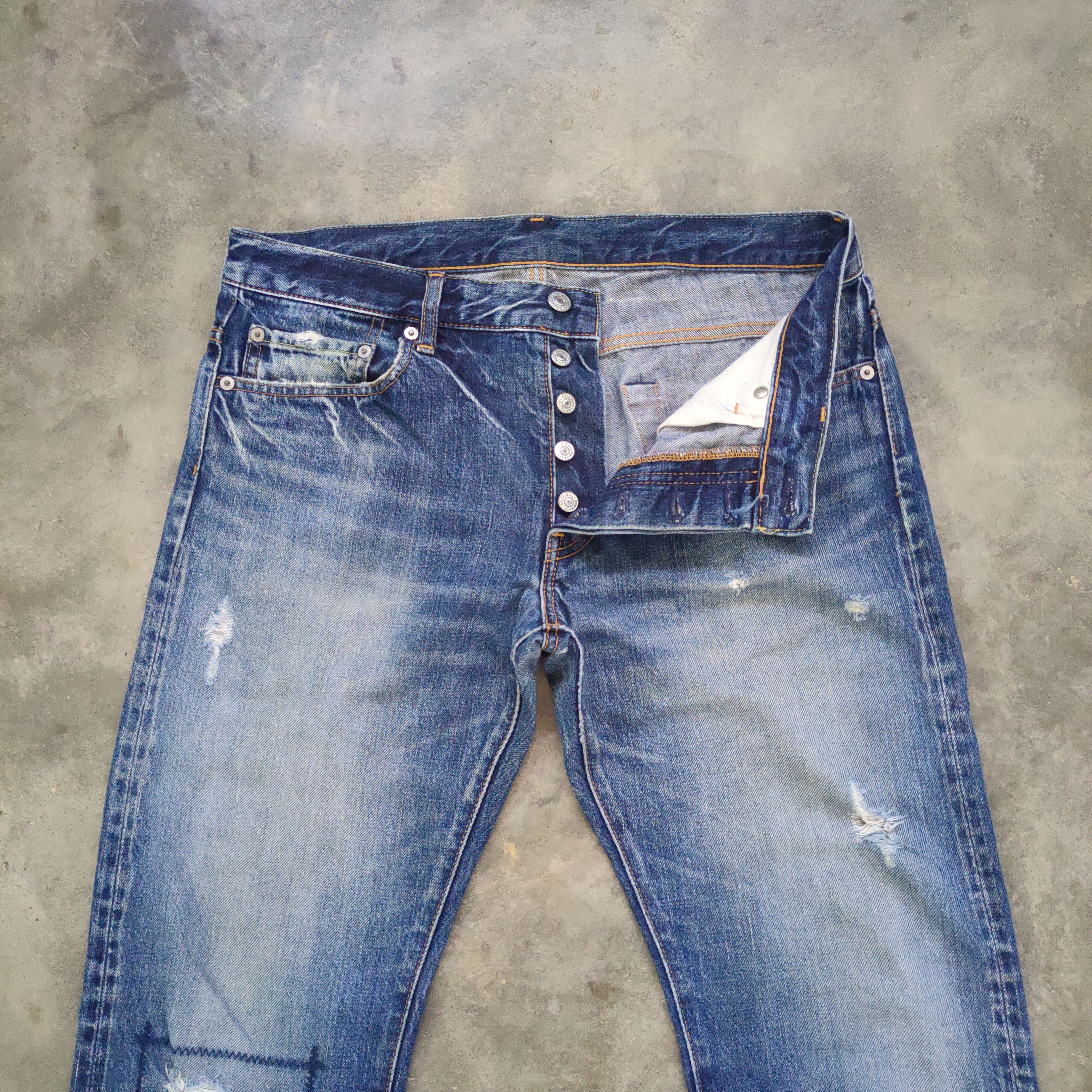 Ships Jet Blue VINTAGE SHIPS BUTTON FLY DISTRESSED FADED JEANS PANTS Size US 32 / EU 48 - 2 Thumbnail