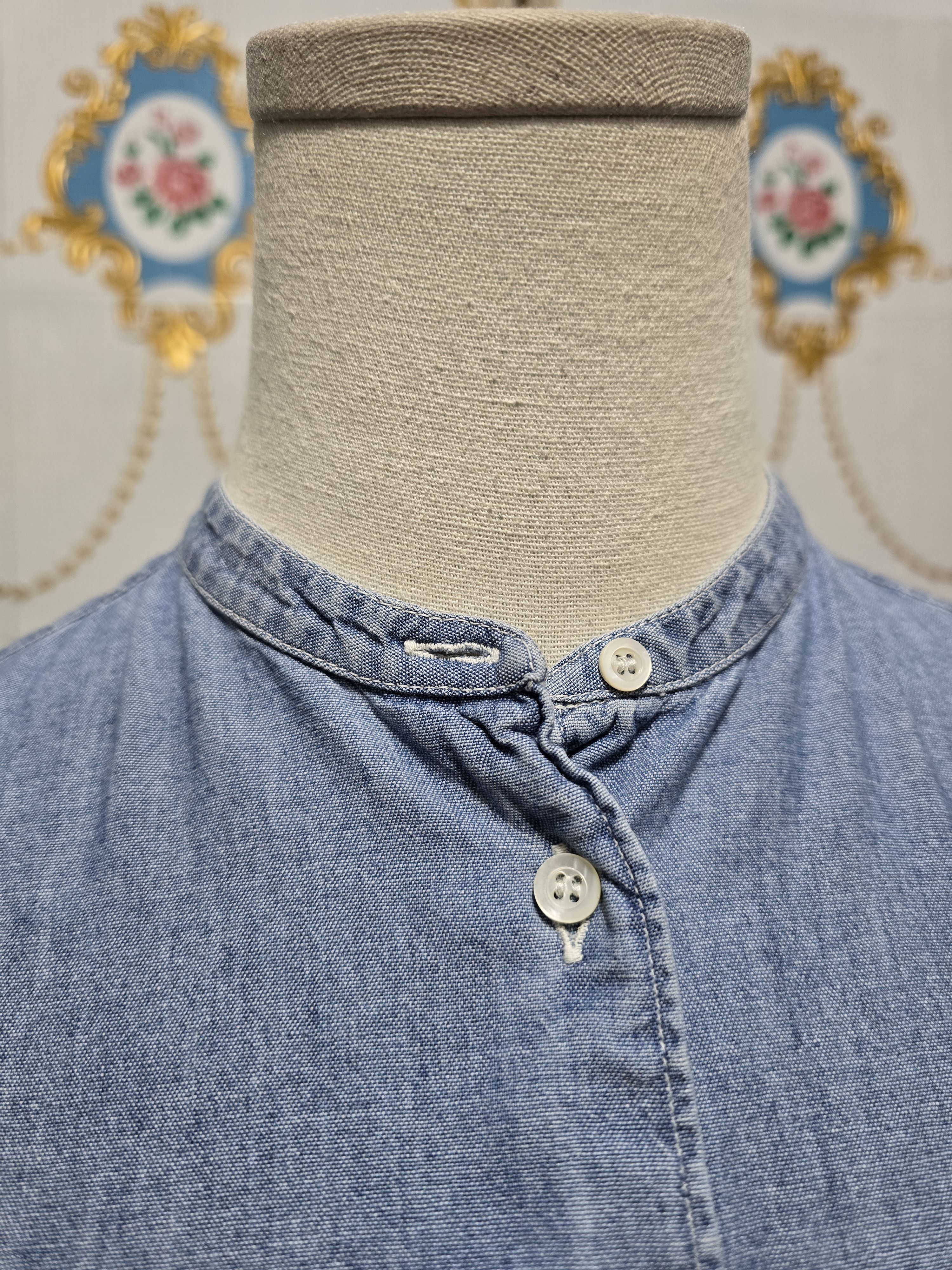 Aspesi Aspesi light blue chambray shirt with a band collar. SMALL Size S / US 4 / IT 40 - 3 Thumbnail