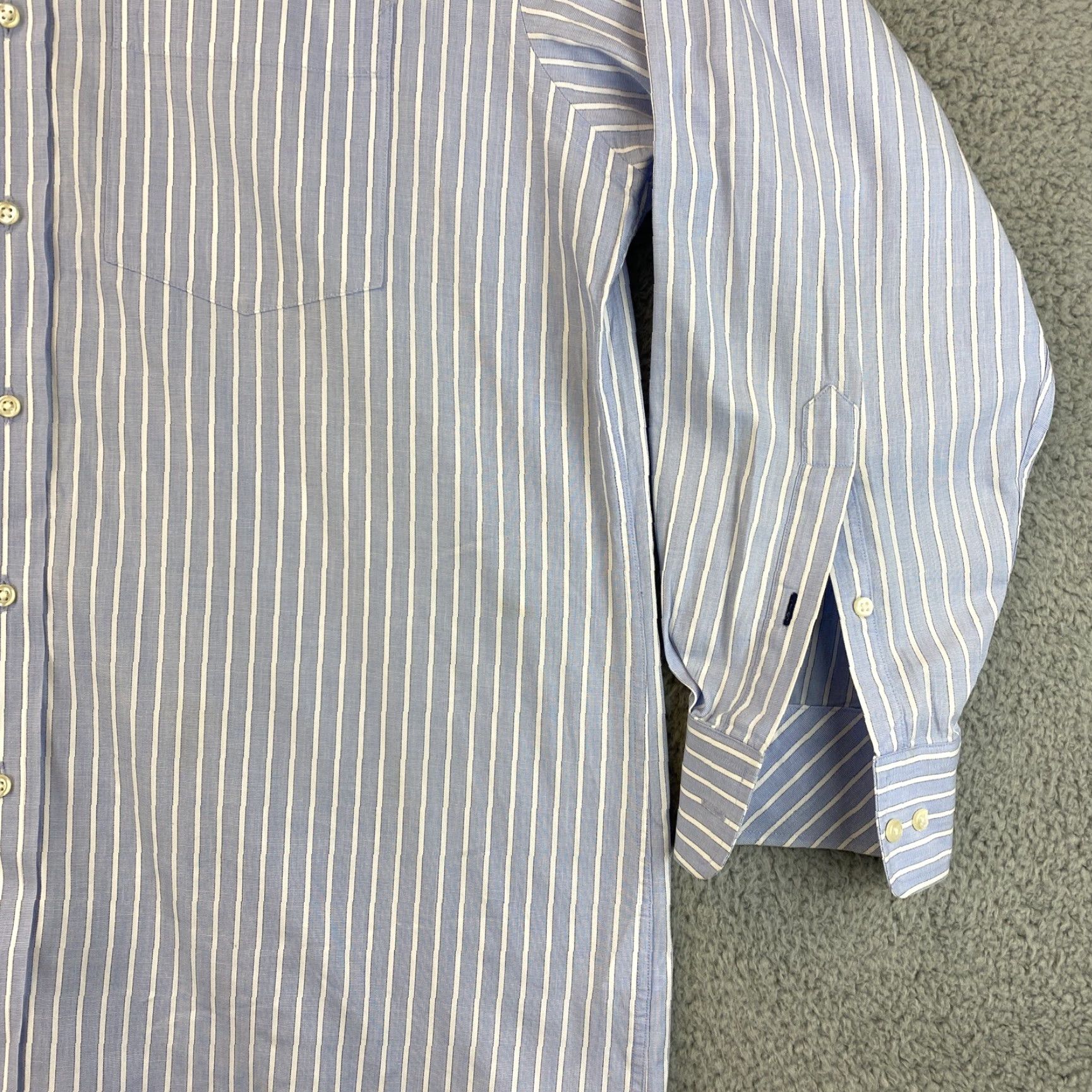 Tommy Hilfiger Tommy Hilfiger Regular Fit Dress Shirt Men's Long Sleeve Collared Button Casual Workwear Blue Striped Size L Size 42R - 2 Thumbnail