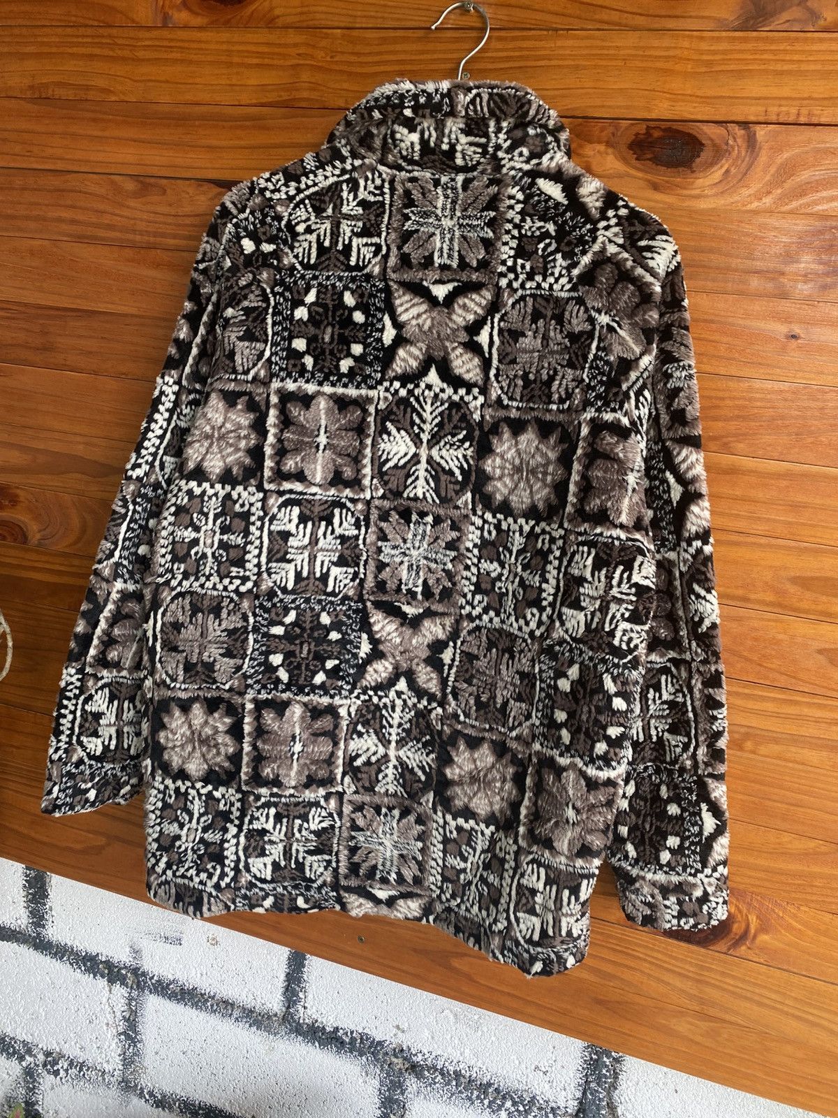 Vintage Vintage Back Fire Patterned Faux Fur Coat – Retro 90s Size US M / EU 48-50 / 2 - 11 Thumbnail