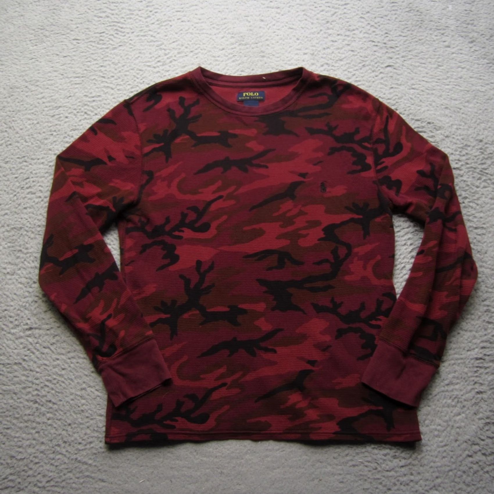 Polo Ralph Lauren Polo Ralph Lauren Sweater Mens Medium Red Black Camo Thermal Crewneck Pullover Size US M / EU 48-50 / 2 - 2 Thumbnail
