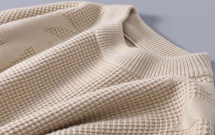 Retro fashion palm tree knit sweater knitwear