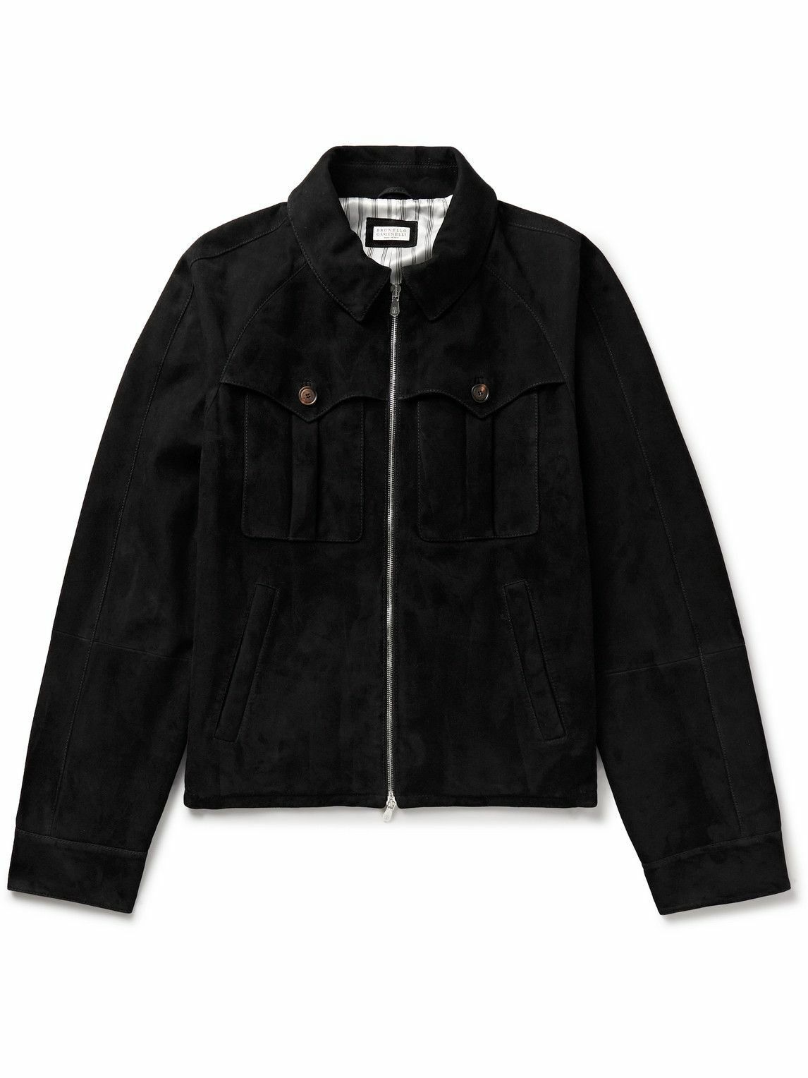 Brunello Cucinelli o1y0526 Suede Jacket in Black Size US M / EU 48-50 / 2 - 1 Thumbnail